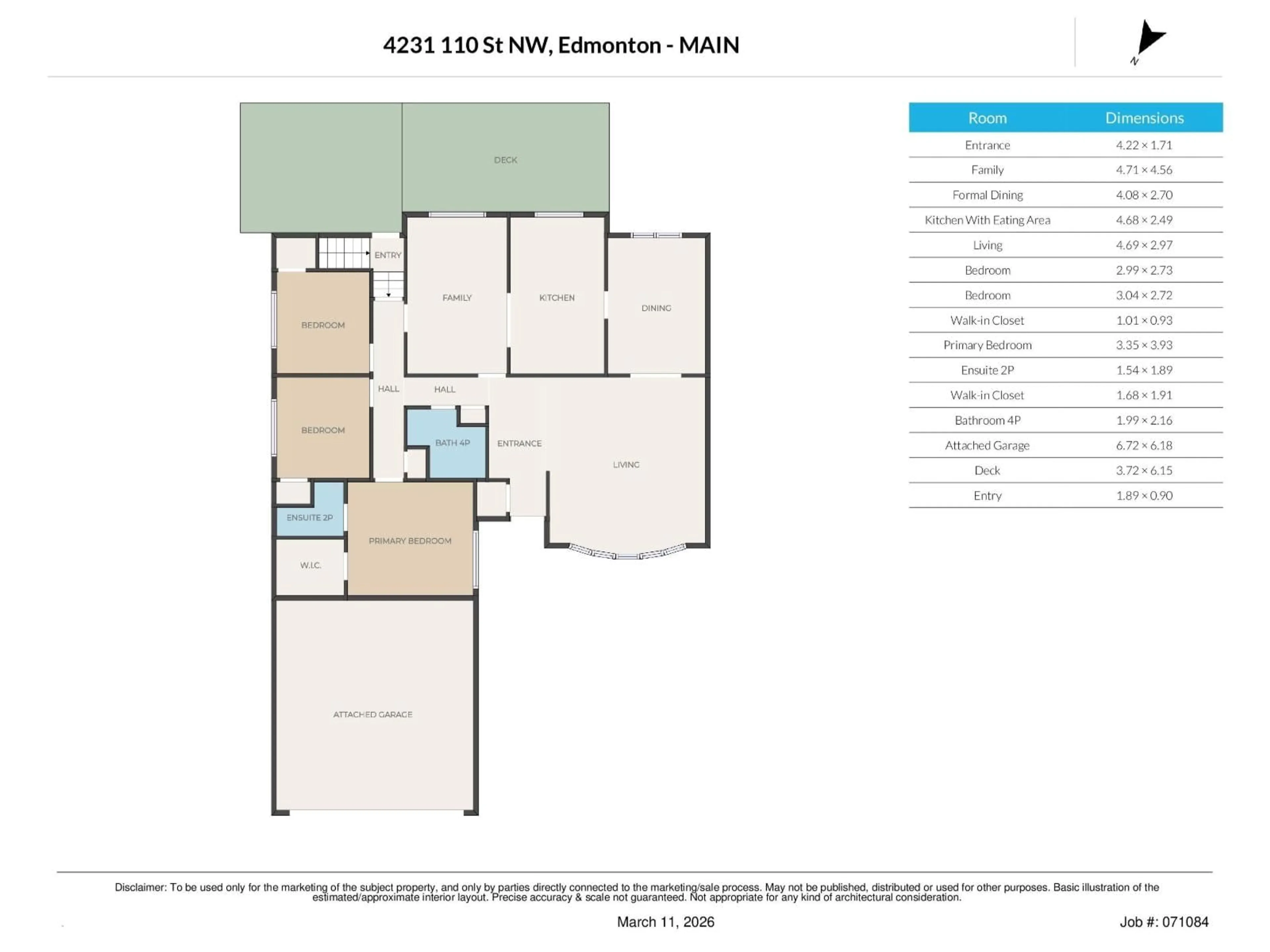 Floor plan for 4231 110 ST, Edmonton Alberta T6J2S9