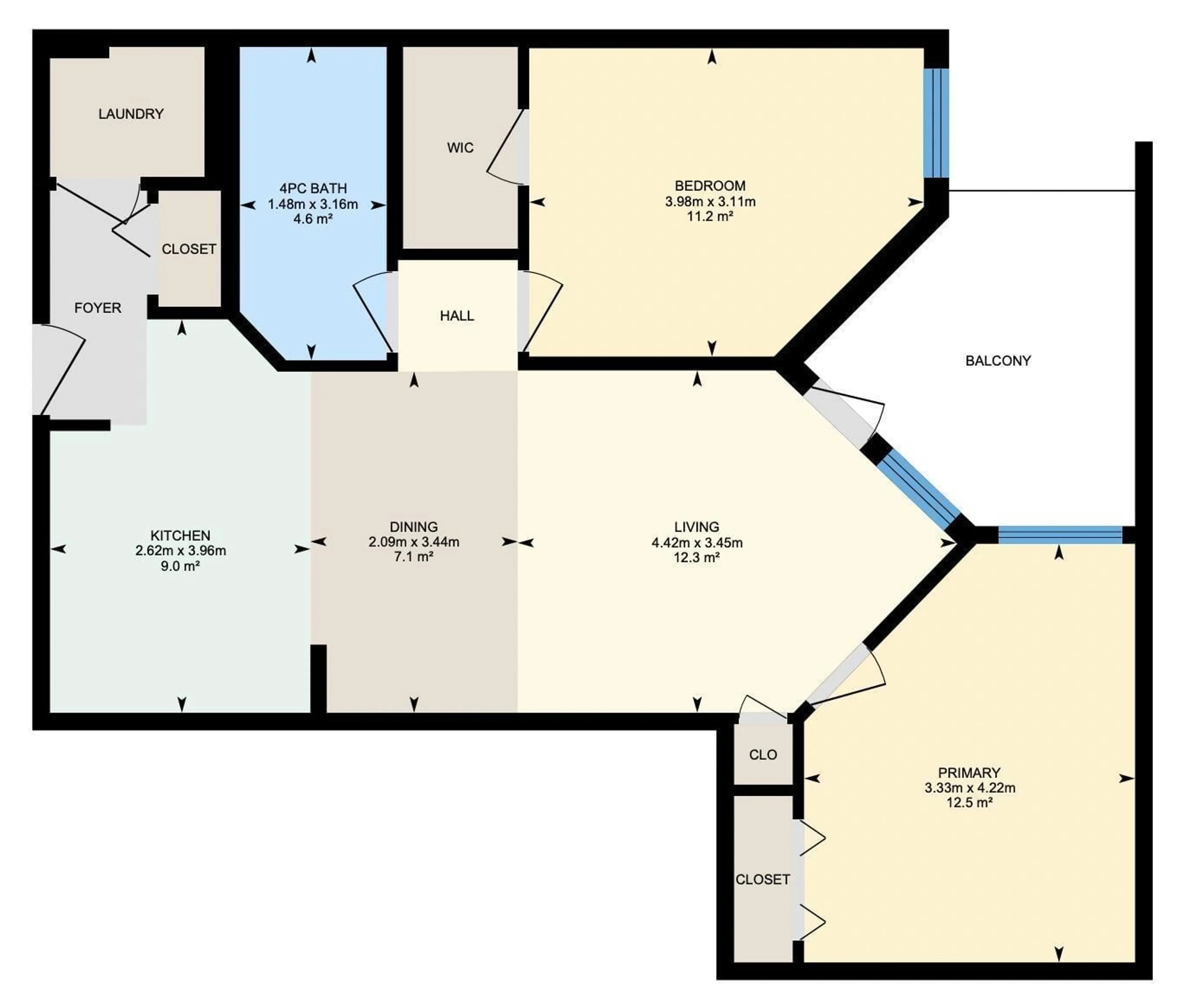 Floor plan for #213 - 10333 112 ST, Edmonton Alberta T5K0B4