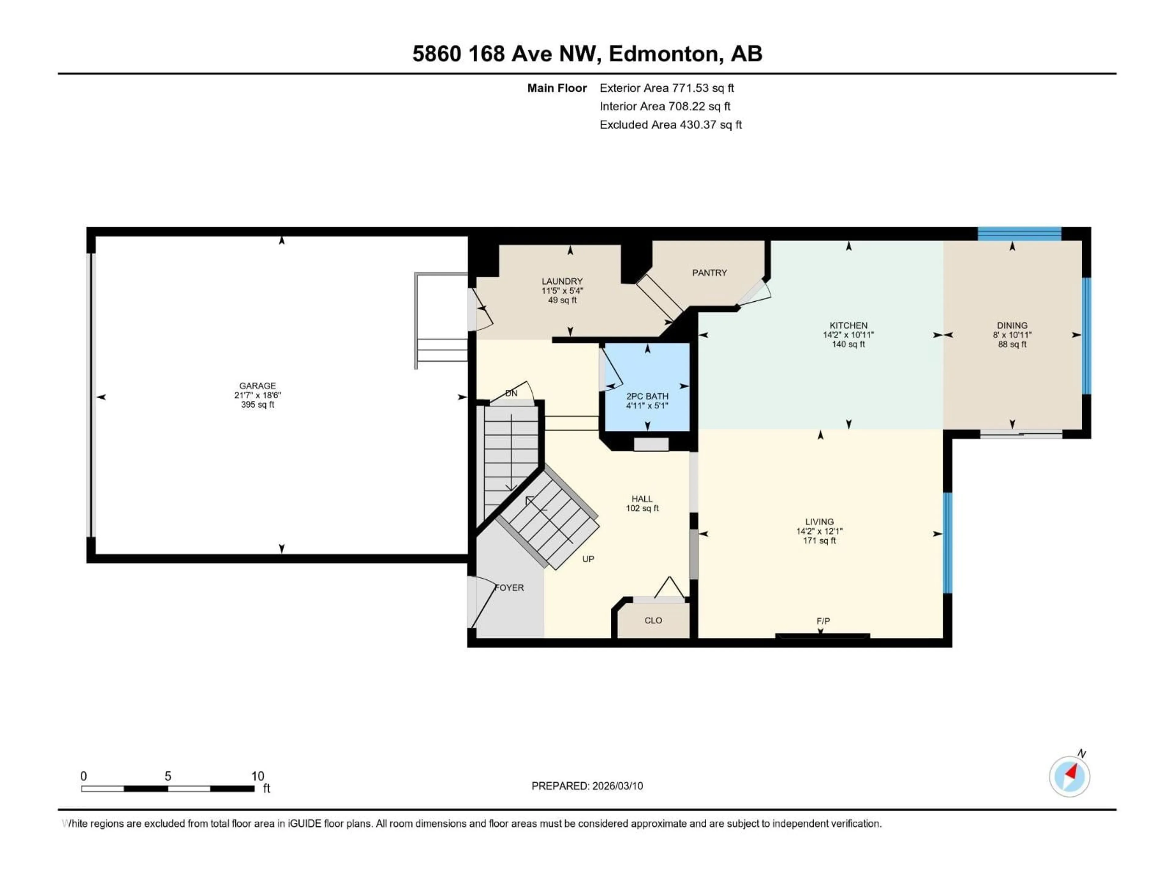 Floor plan for 5860 168 AV, Edmonton Alberta T5Y0N3