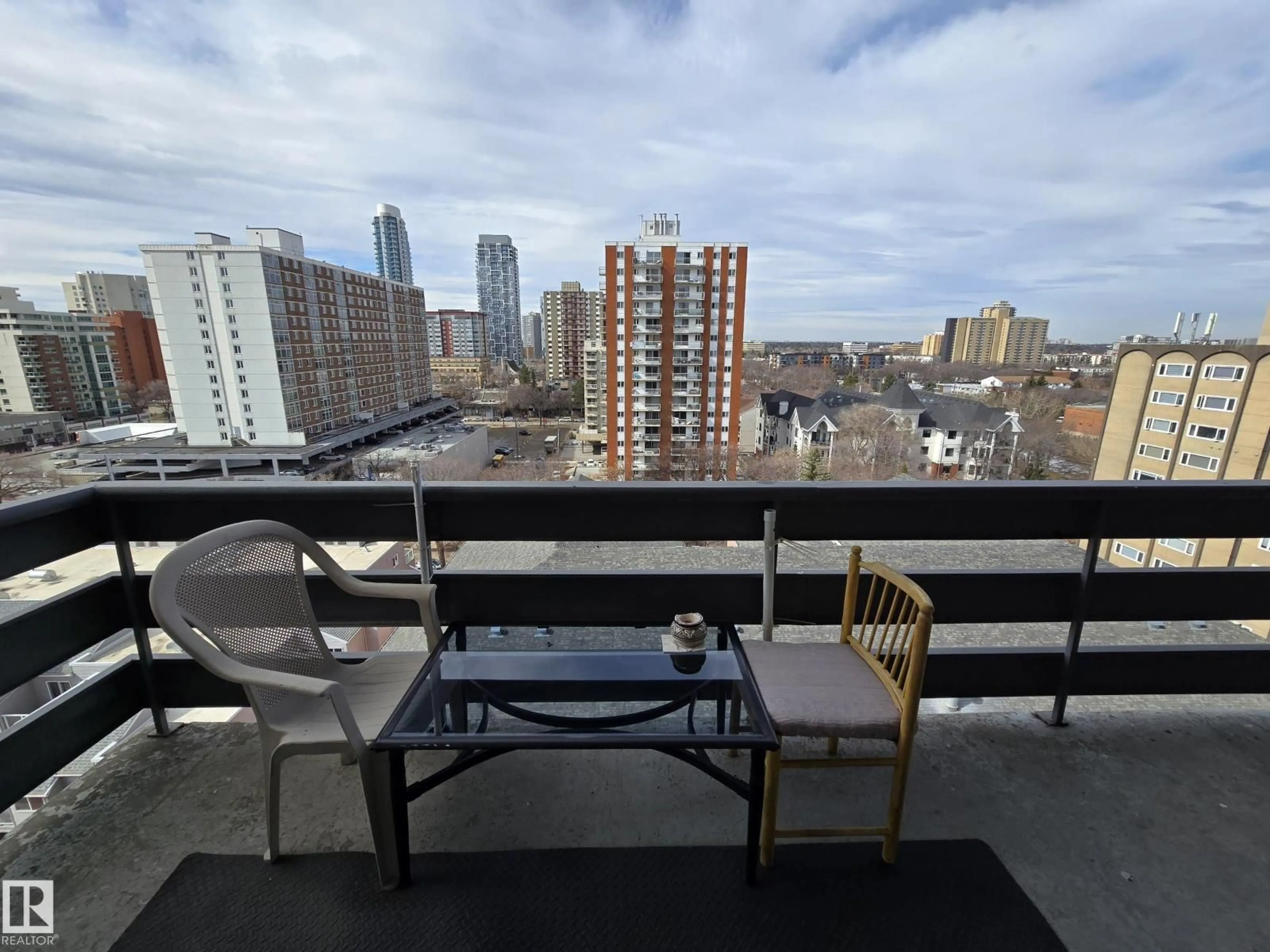 Balcony in the apartment, city buildings view from balcony for 10160 - 1201 116 ST, Edmonton Alberta T5K1V9