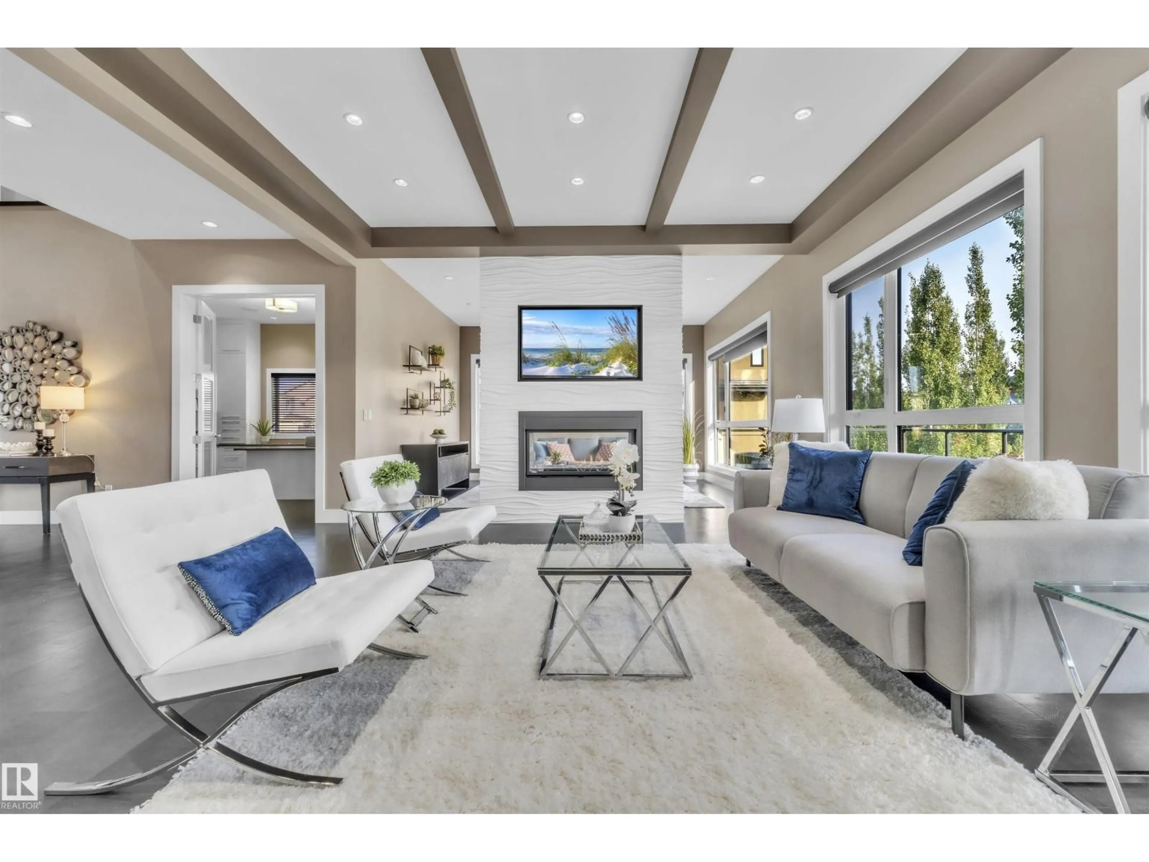 Living room with furniture, unknown for NW - 4727 WOOLSEY CM, Edmonton Alberta T6W2B9