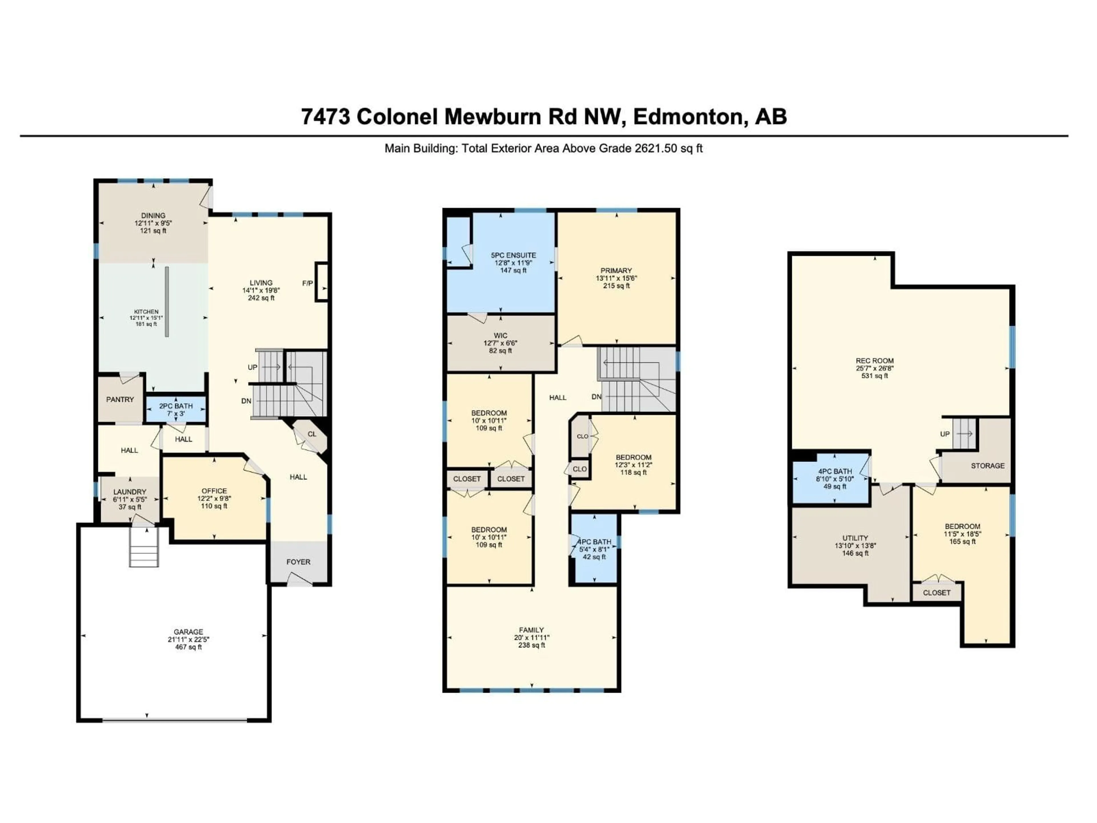 Floor plan for 7473 COLONEL MEWBURN RD, Edmonton Alberta T5E6V5
