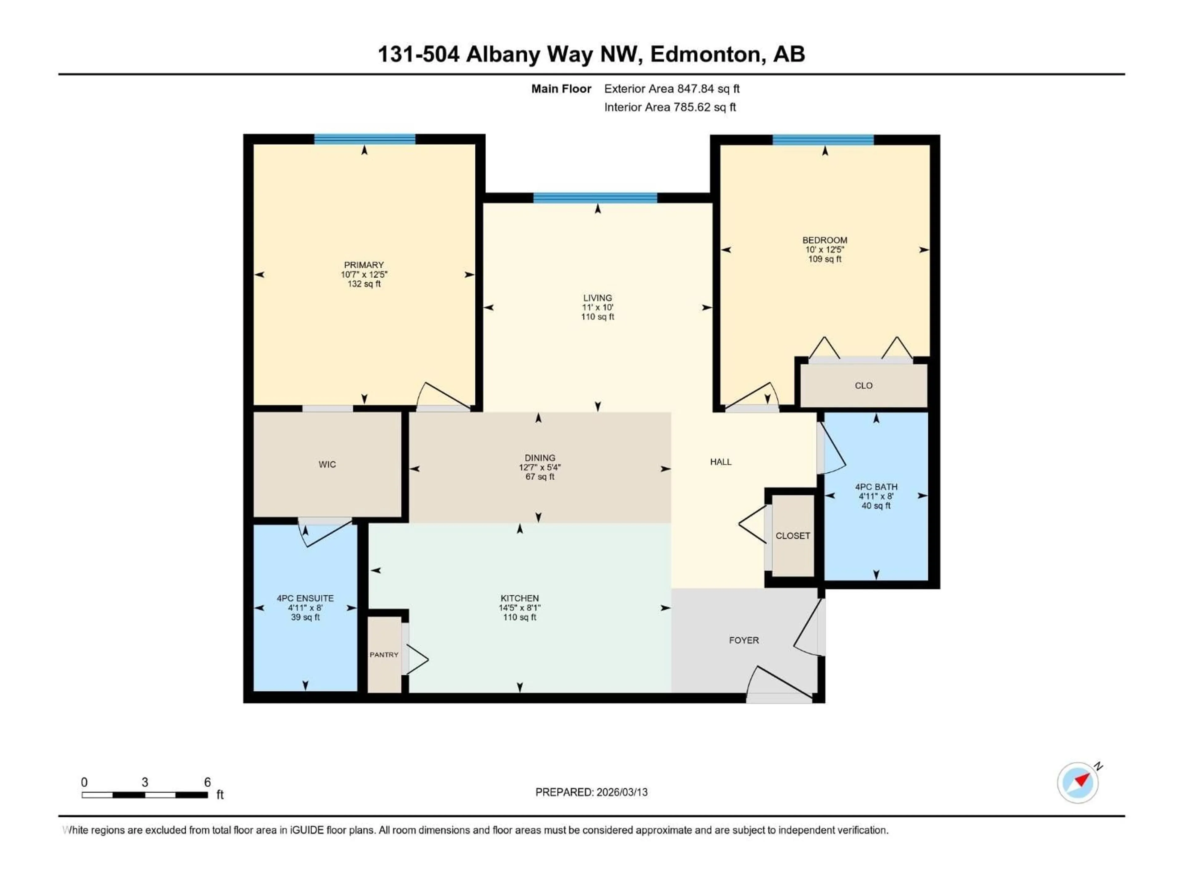 Floor plan for 504 - 131 ALBANY WY, Edmonton Alberta T6V0L2