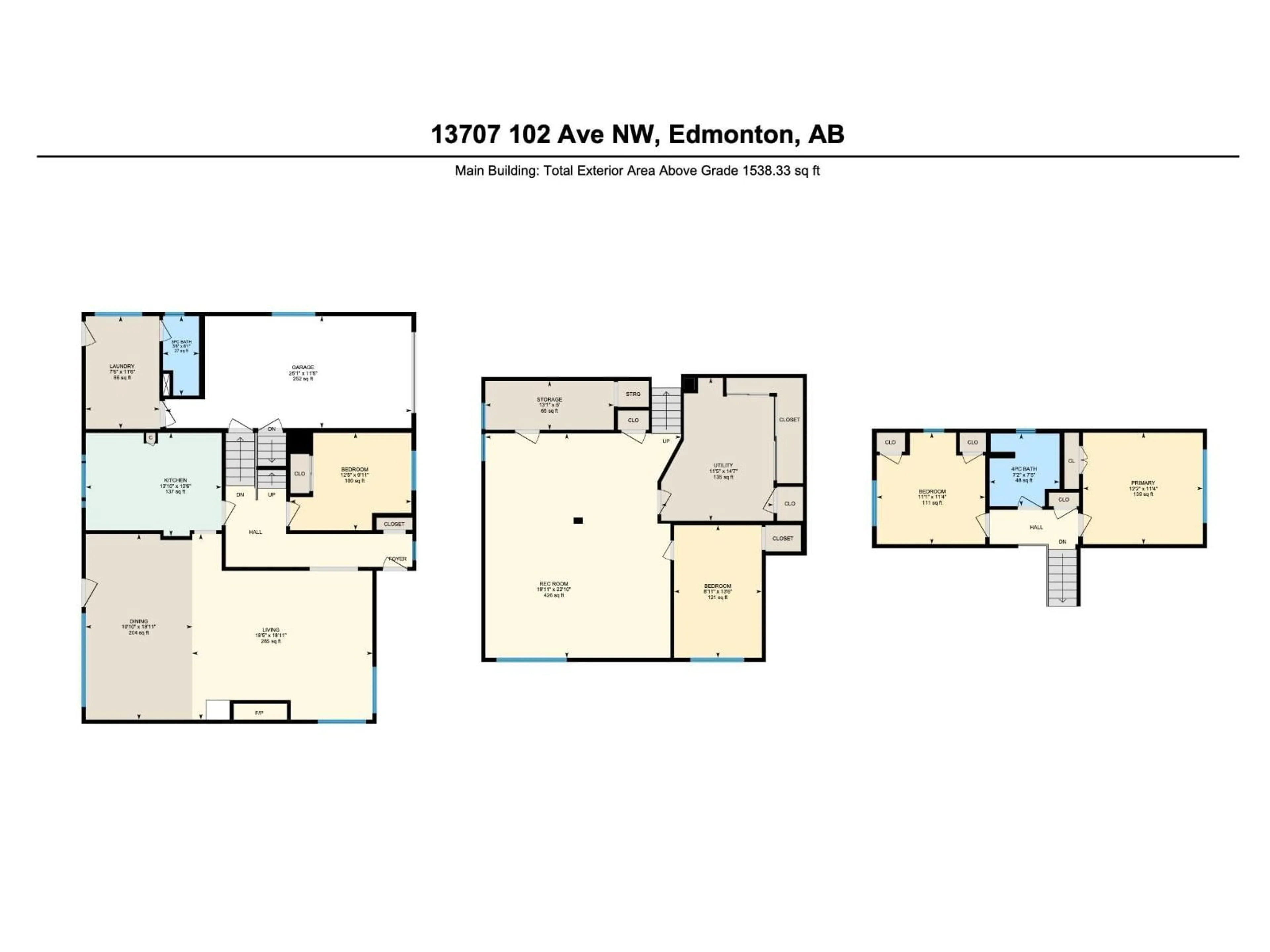 Floor plan for 13707 102 AV, Edmonton Alberta T5N0P2