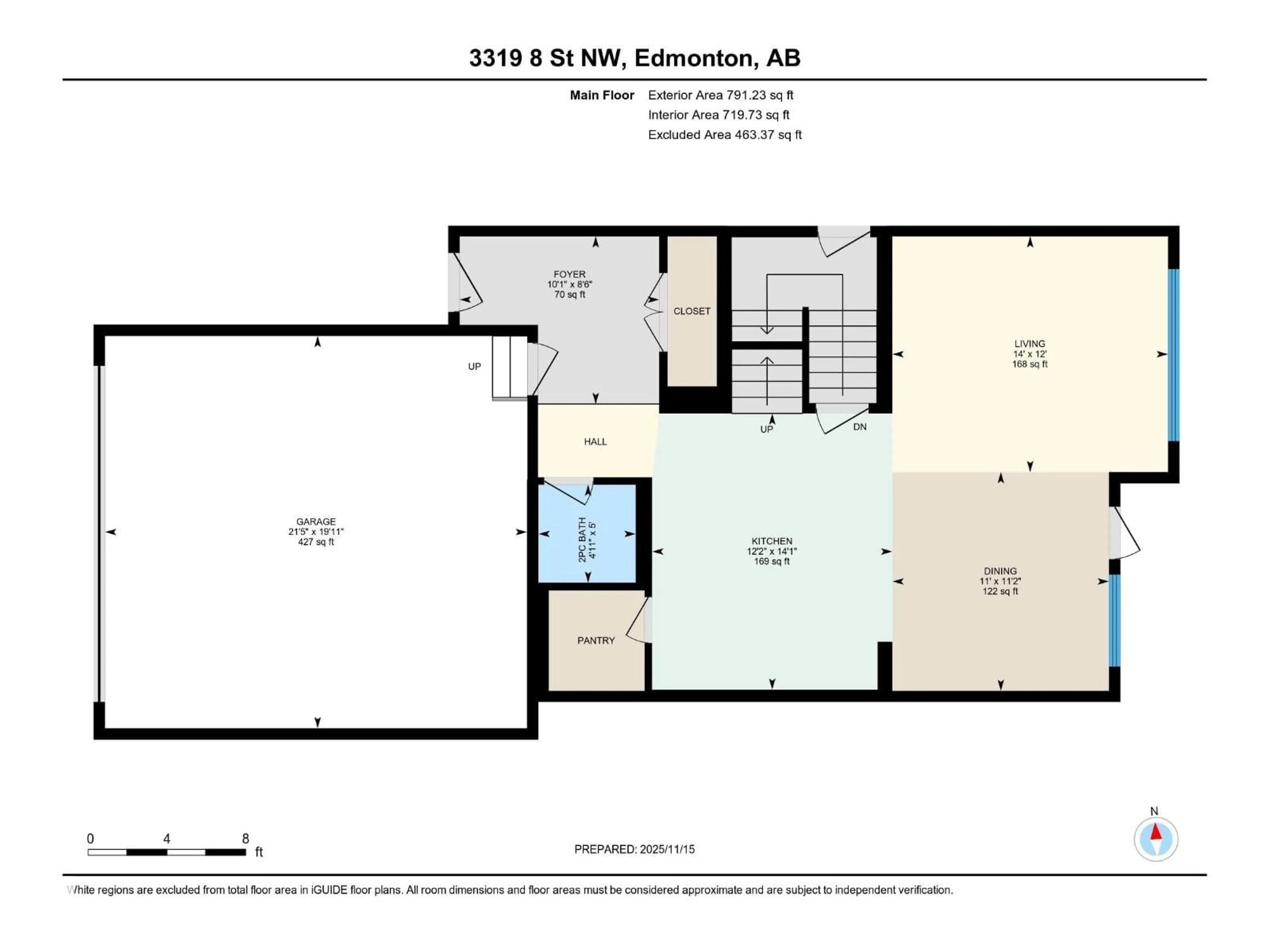 Floor plan for 3319 8 ST, Edmonton Alberta T6T1A4