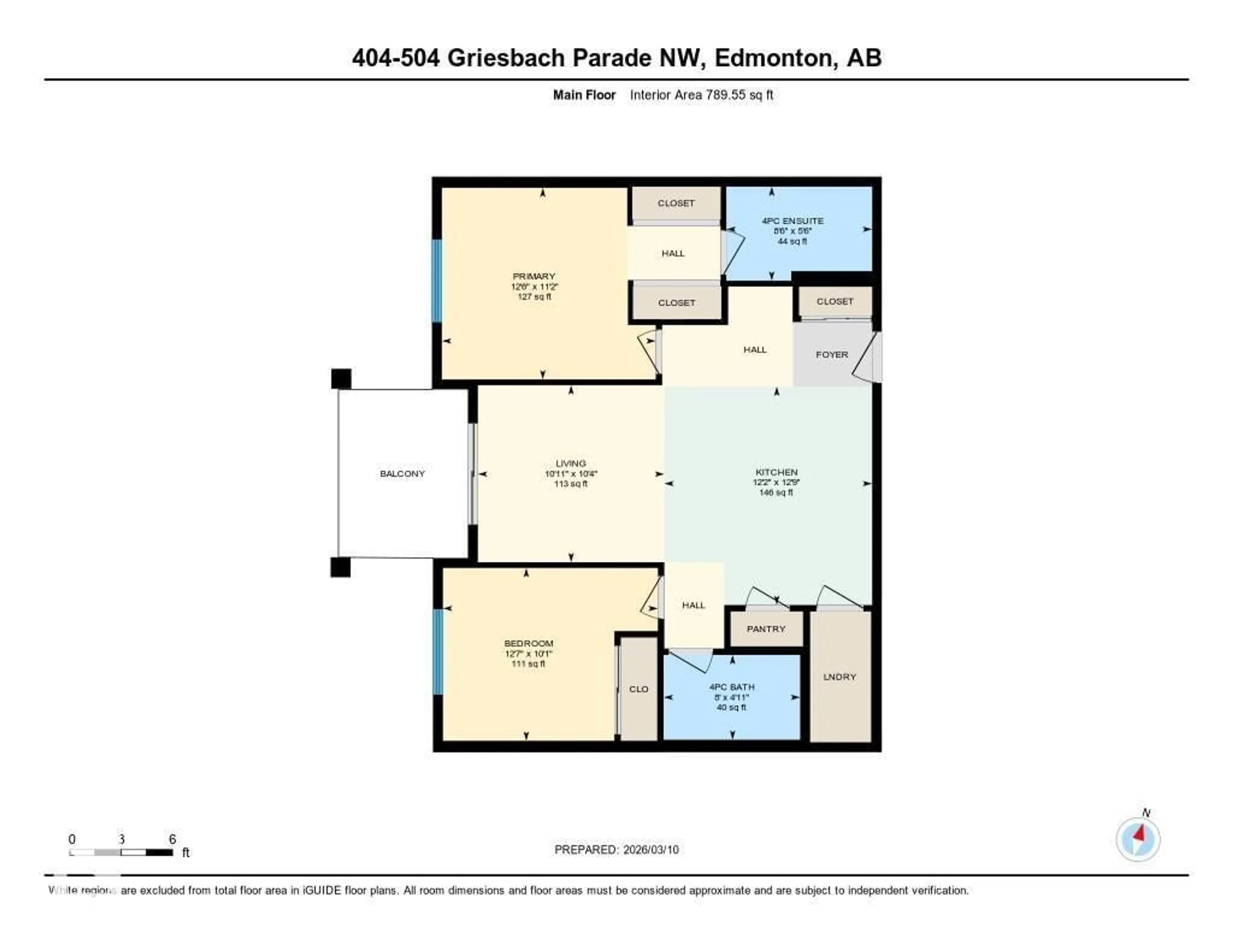 Floor plan for #404 - 504 GRIESBACH PARADE, Edmonton Alberta T5E6V9