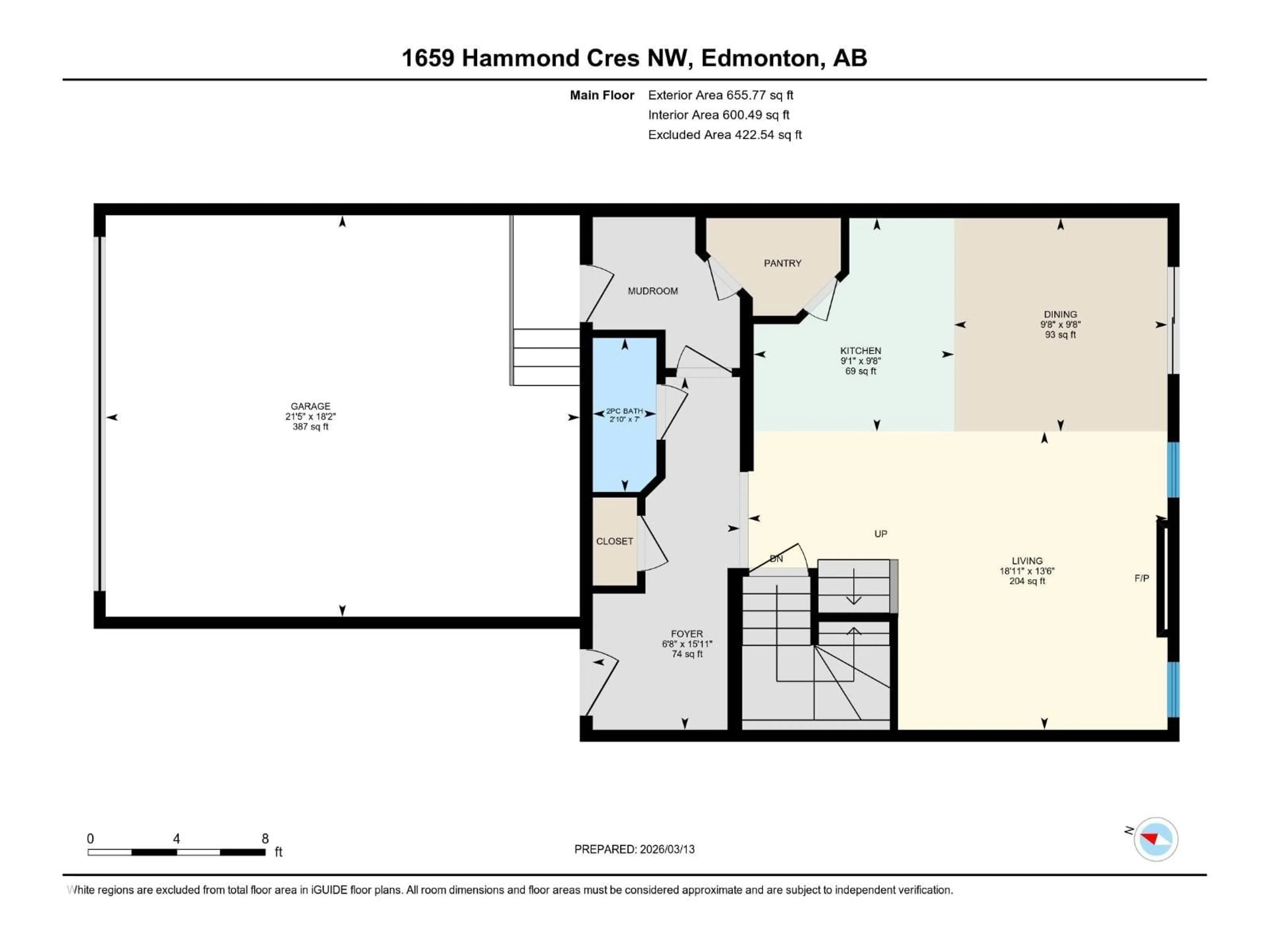Floor plan for NW - 1659 HAMMOND CR, Edmonton Alberta T6M0L8
