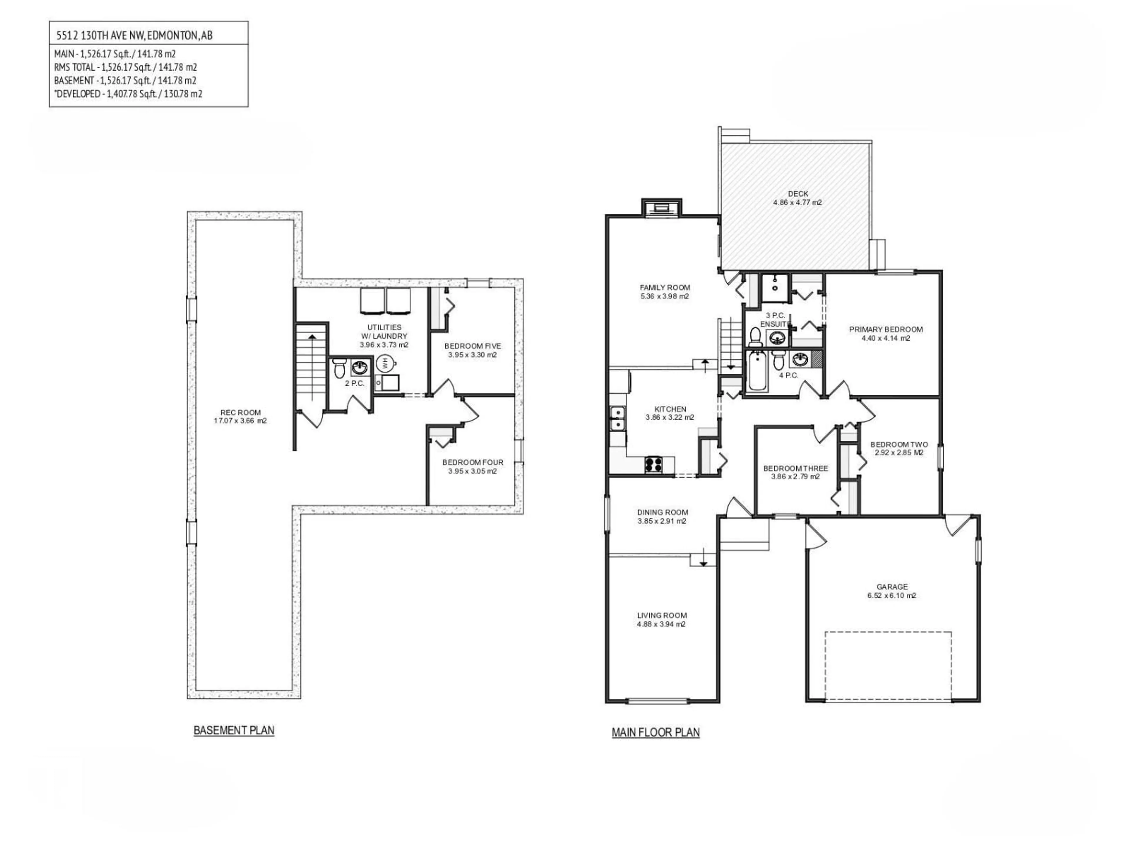 Floor plan for NW - 5512 150 AV, Edmonton Alberta T5A2L8
