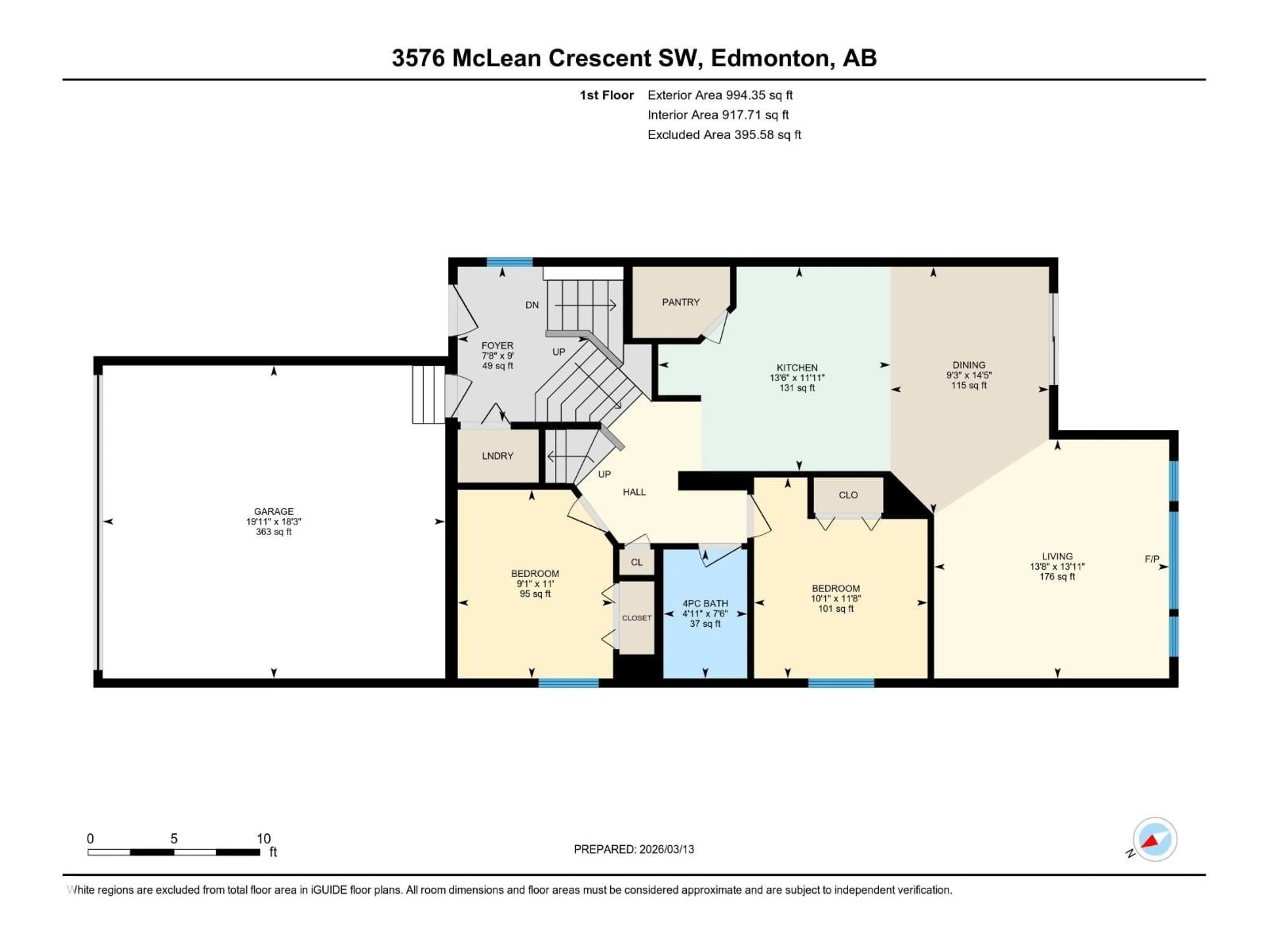 Floor plan for 3576 MCLEAN CR, Edmonton Alberta T6W1M4