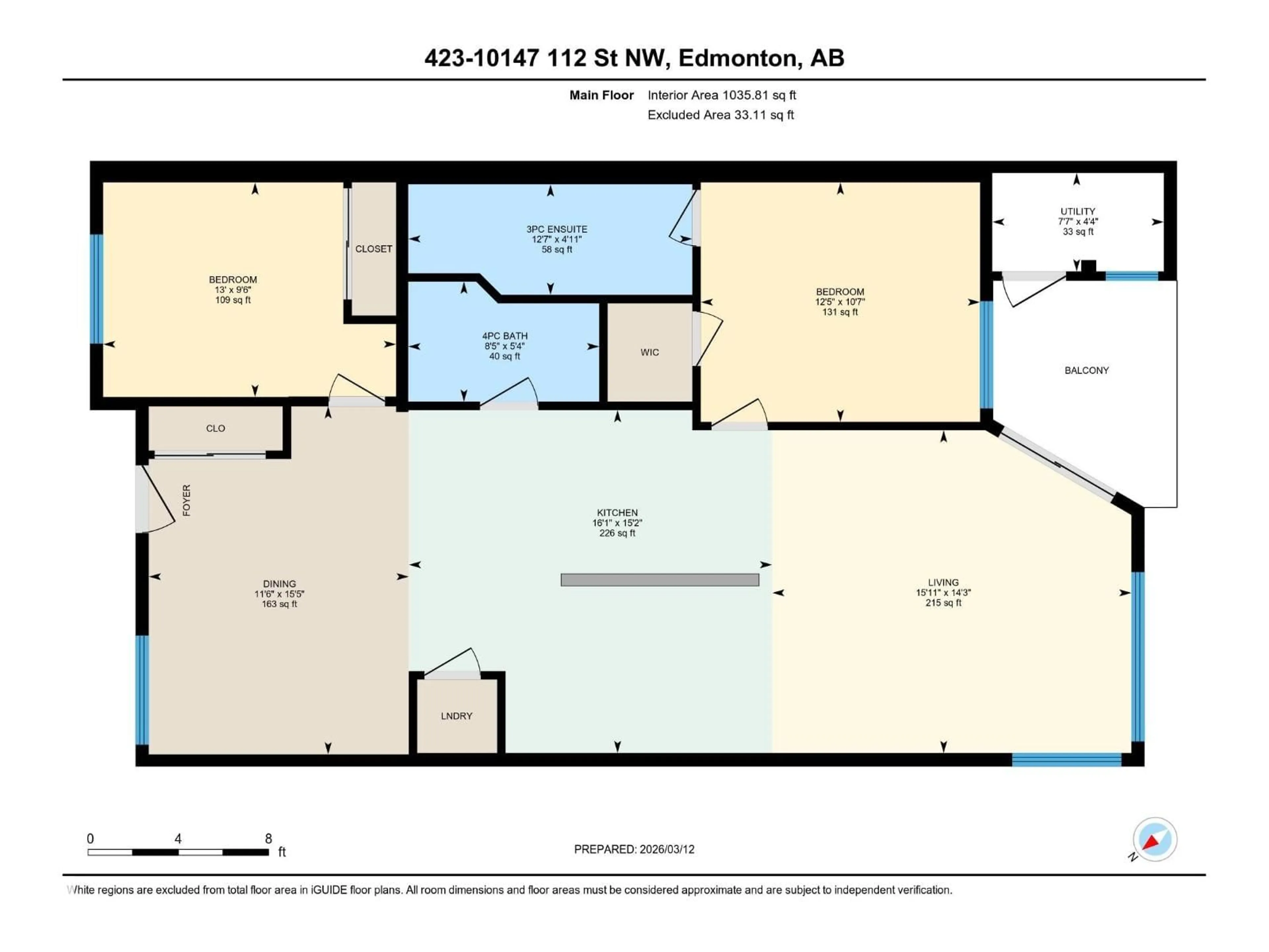 Floor plan for NW - 423 10147 112 ST, Edmonton Alberta T5K1M1