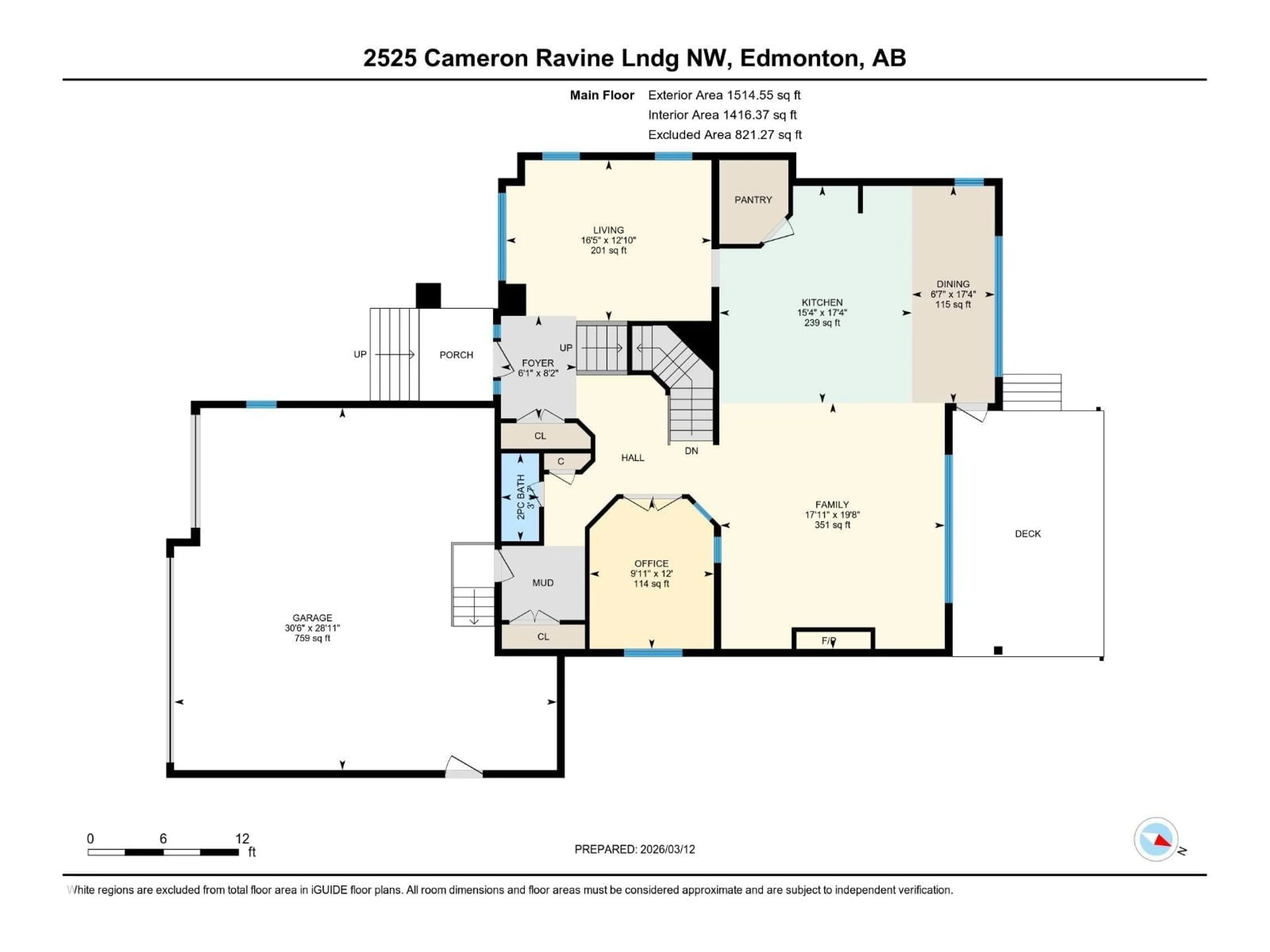 Floor plan for 2525 CAMERON RAVINE LANDING, Edmonton Alberta T6M0L2