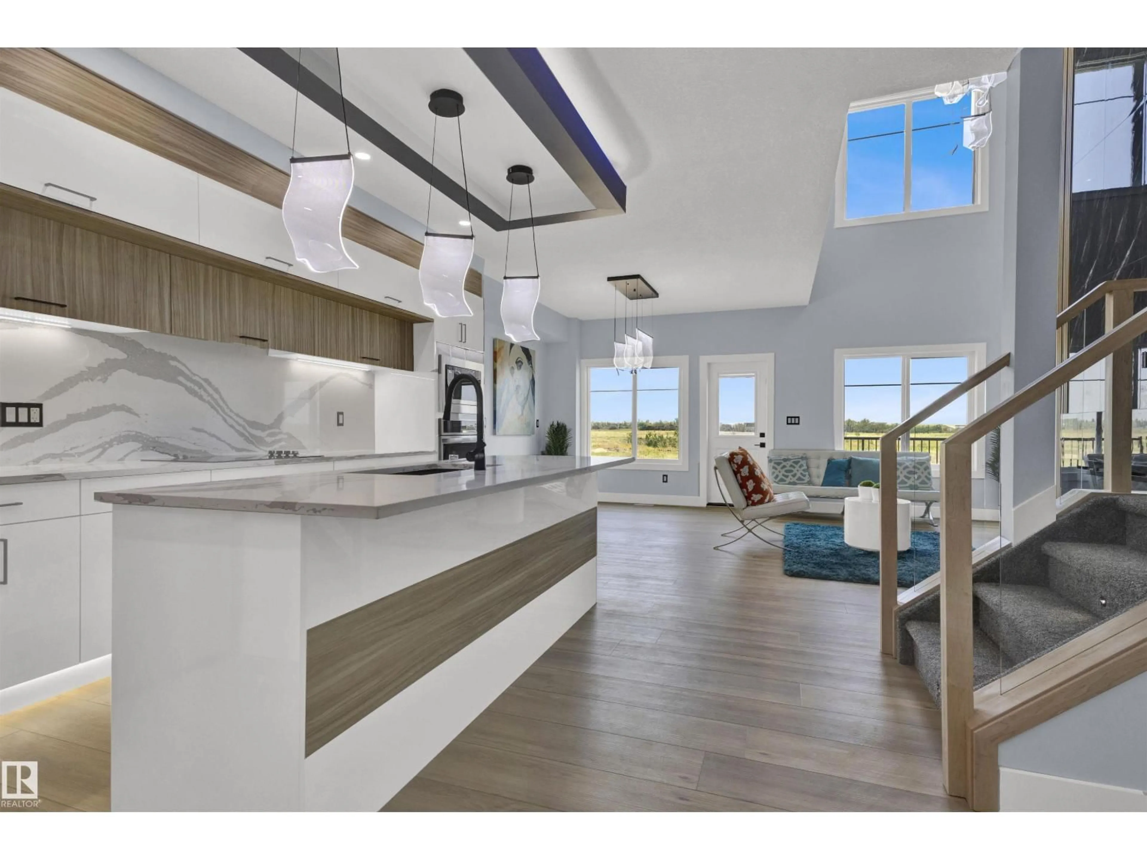 Open concept kitchen, ceramic/tile floor for NW - 2020 155 AV, Edmonton Alberta T5Y4H9