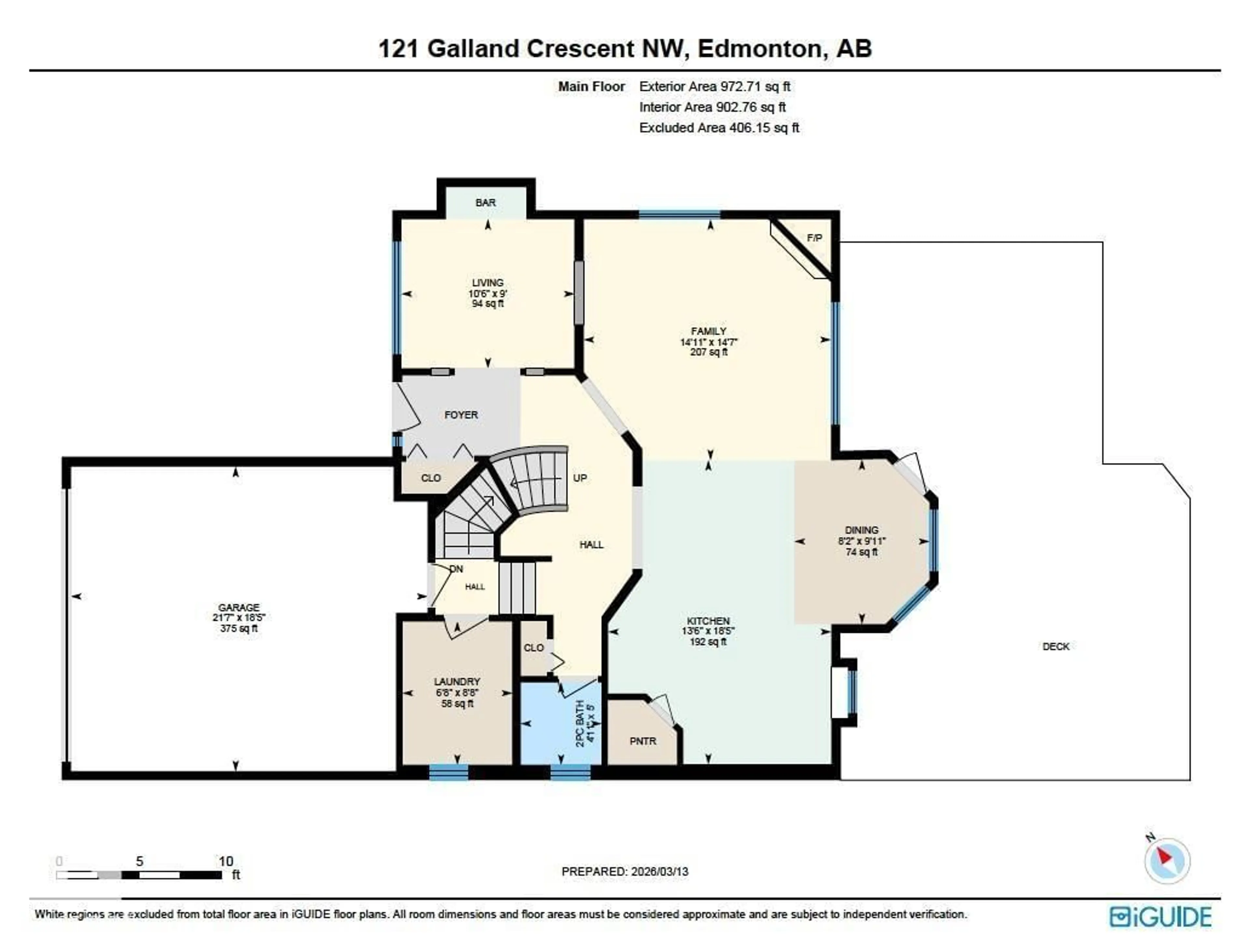 Floor plan for 121 GALLAND CR, Edmonton Alberta T5T6P5
