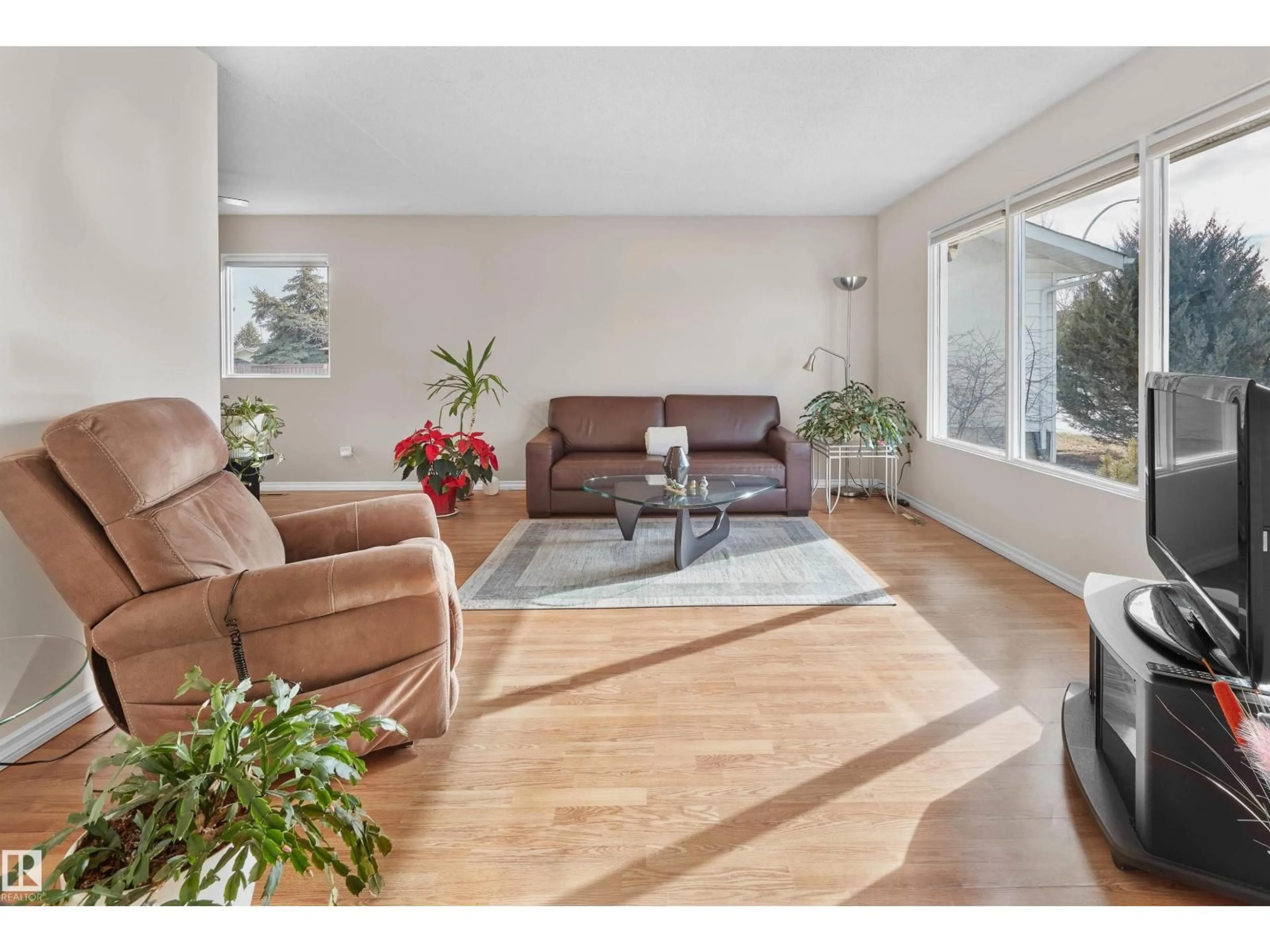 Living room with furniture, wood/laminate floor for 10928 36A AV, Edmonton Alberta T6J0E4