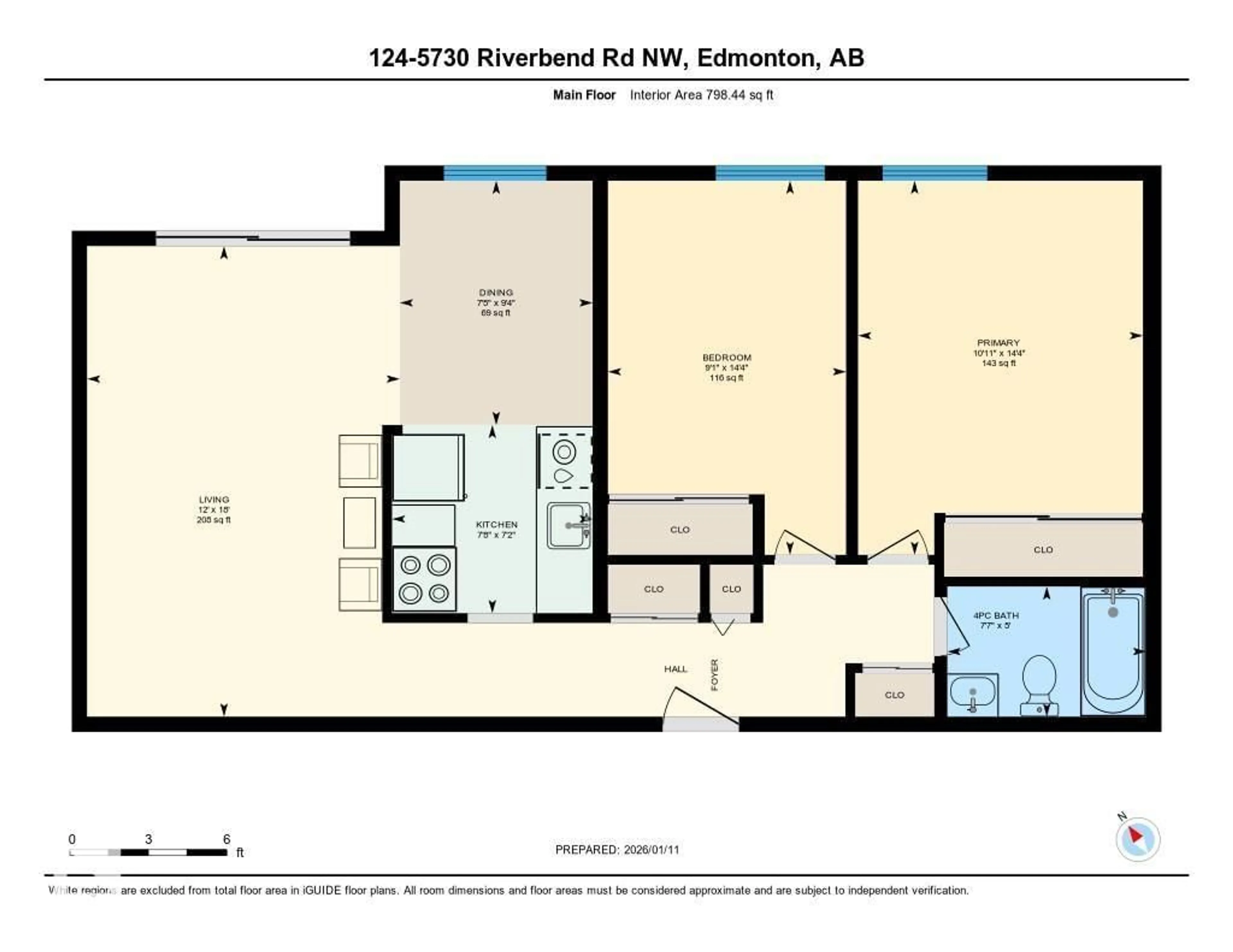 Floor plan for #124 - 5730 RIVERBEND RD, Edmonton Alberta T6H4T4