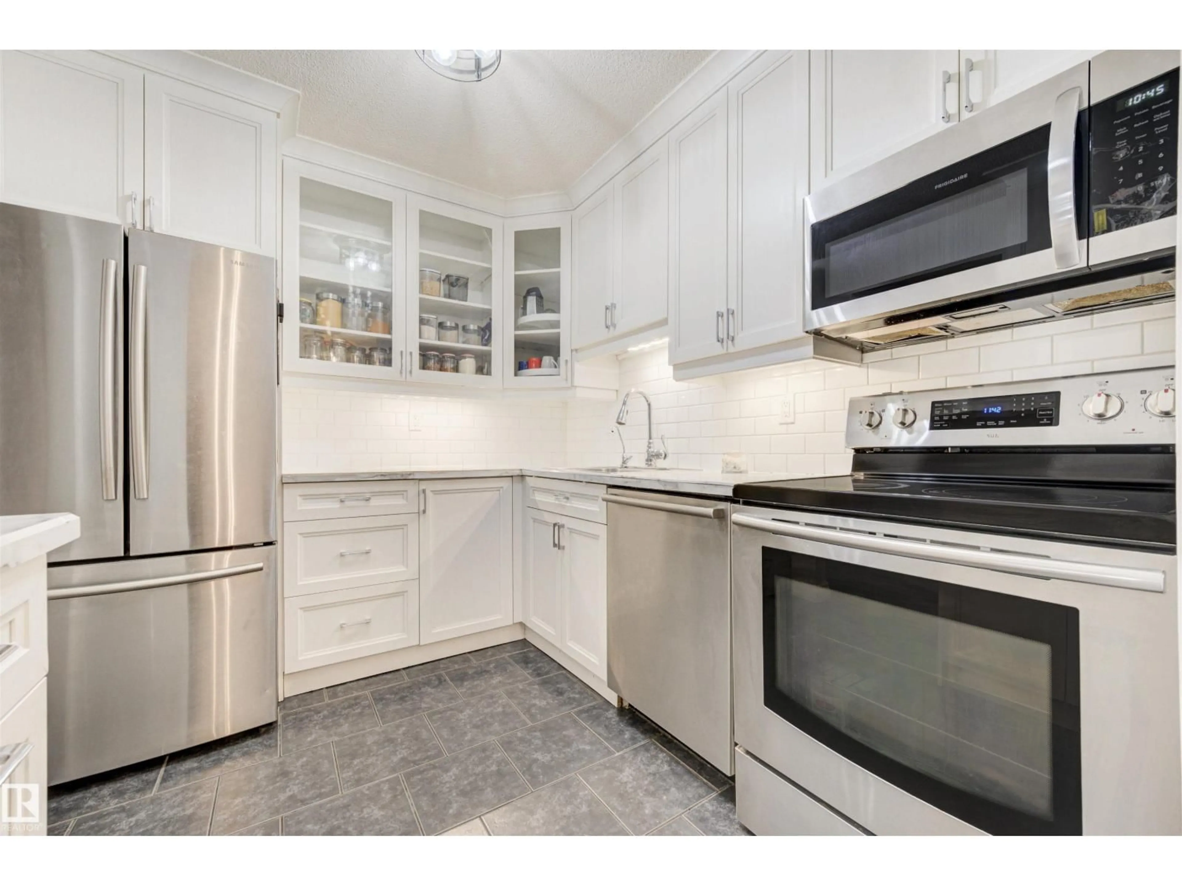 Standard kitchen, ceramic/tile floor for #104 - 316 WOODBRIDGE WY, Sherwood Park Alberta T8A4G3