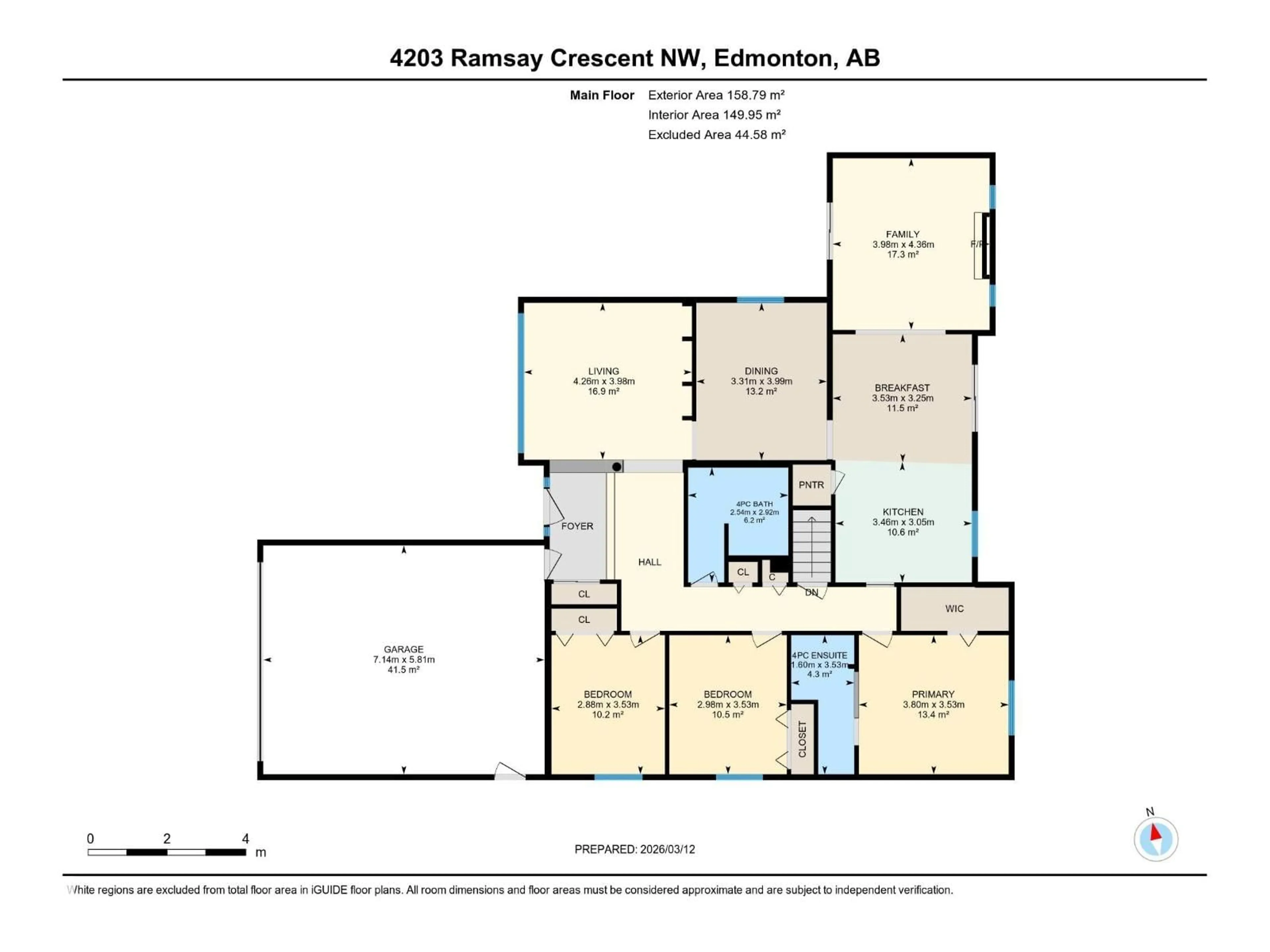 Floor plan for 4203 RAMSAY CR, Edmonton Alberta T6H5M9
