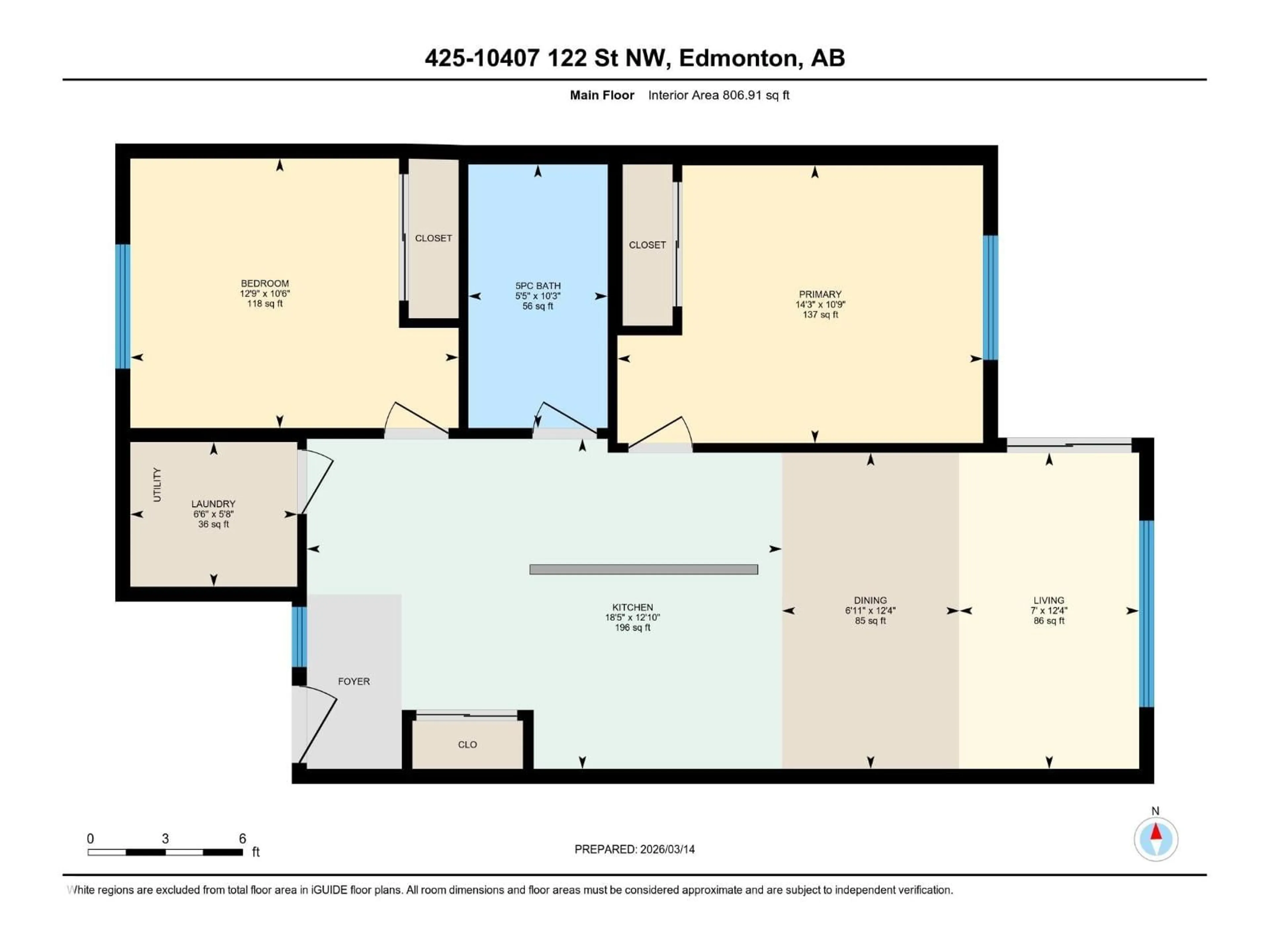 Floor plan for 425 - 10407 122 ST NW, Edmonton Alberta T5N4B8