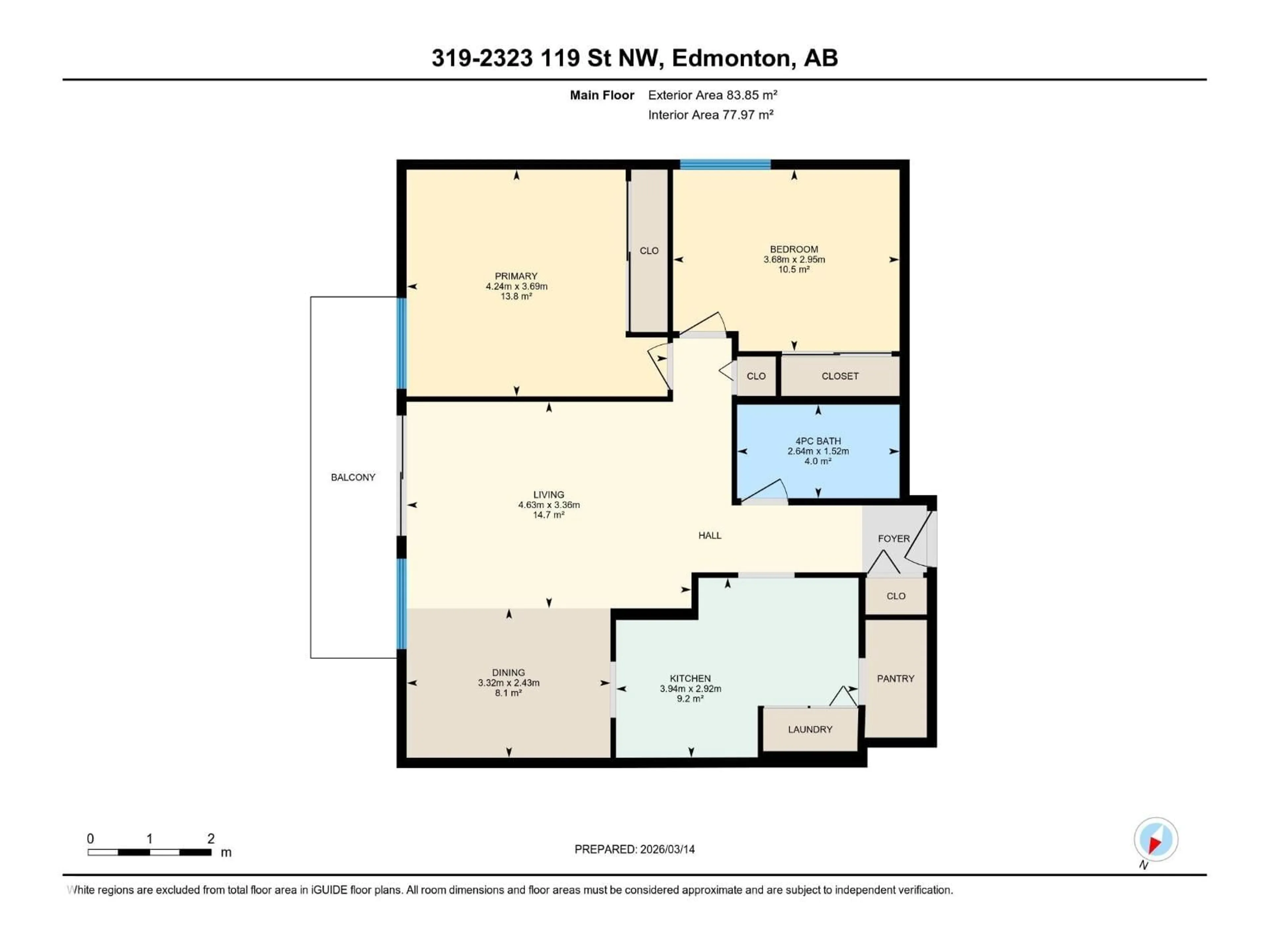 Floor plan for NW - 319 2323 119 ST, Edmonton Alberta T6J4E2