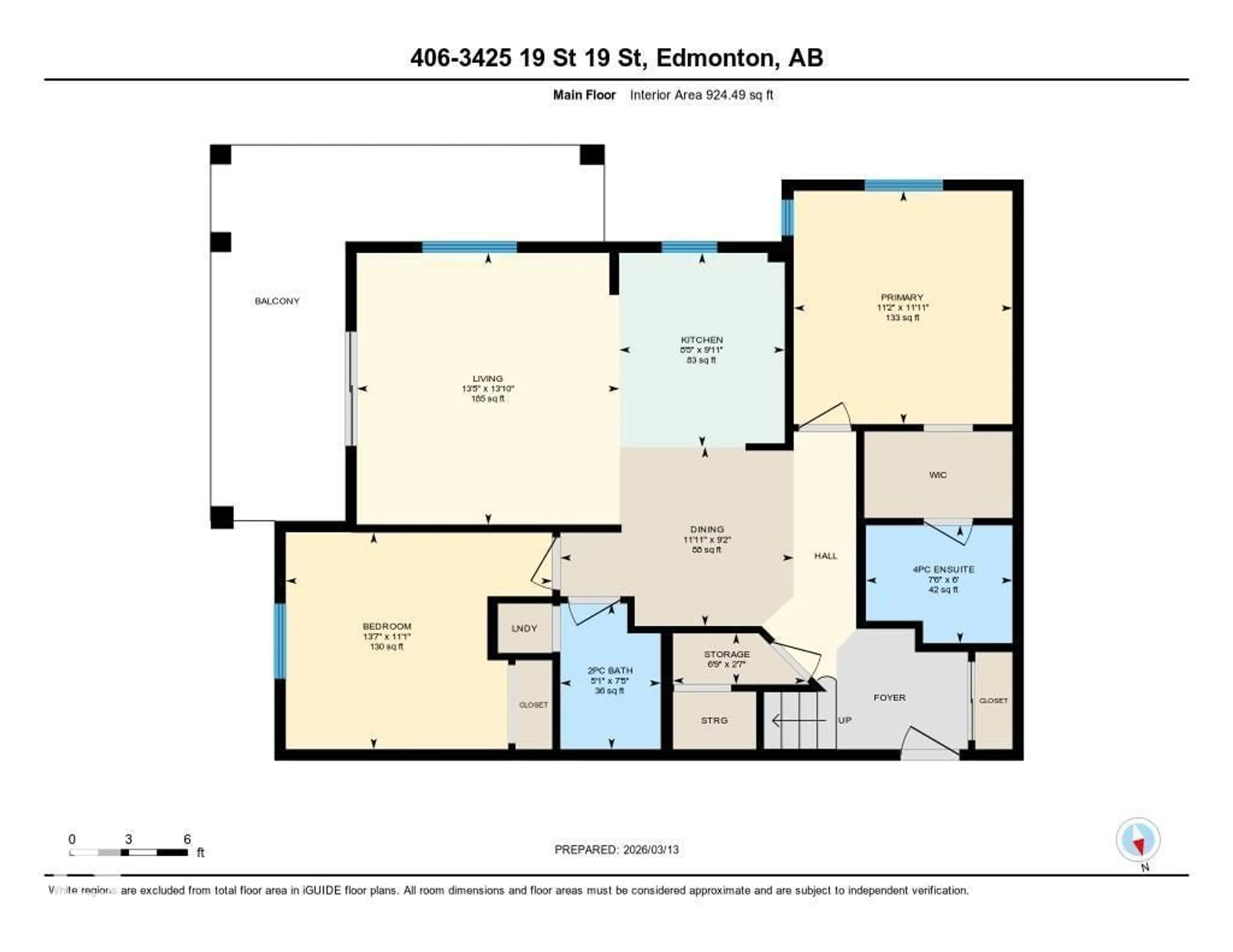 Floor plan for #406 - 3425 19 ST, Edmonton Alberta T6T1Y9