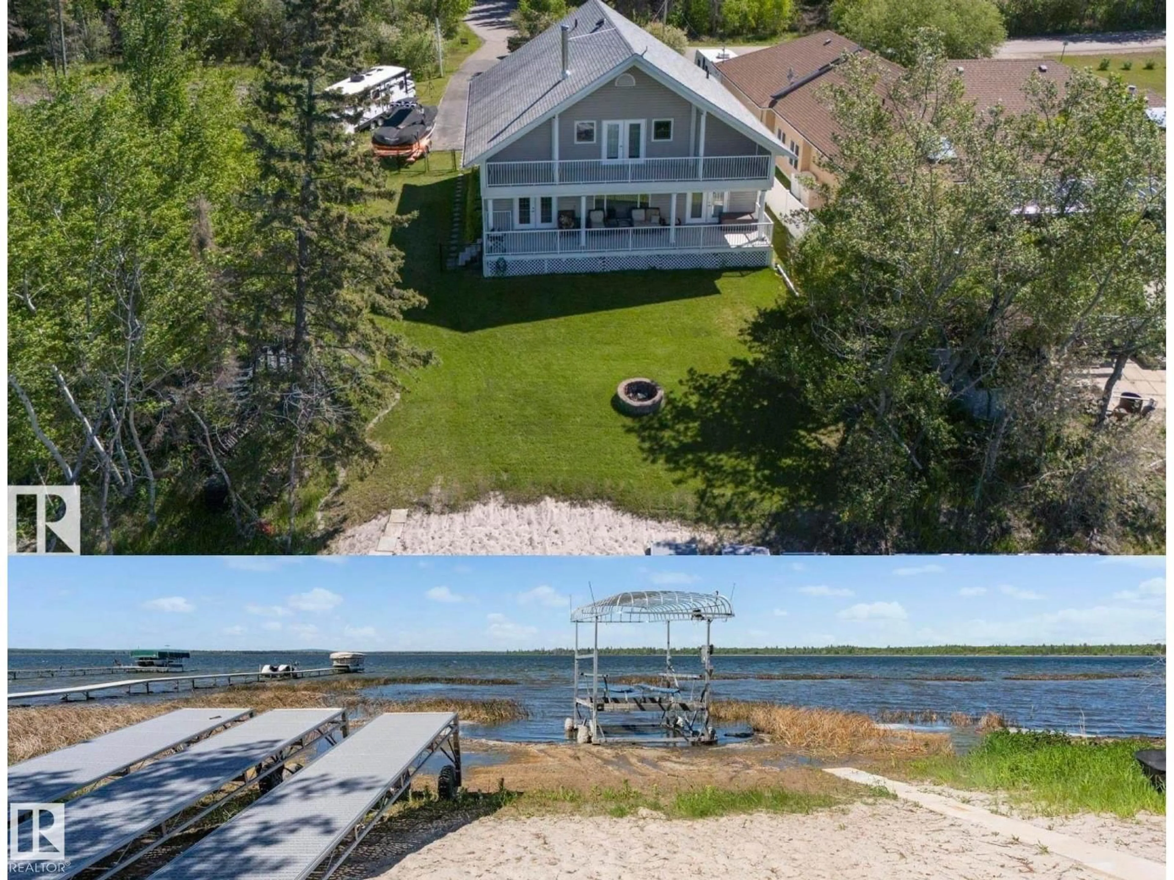 A pic from outside/outdoor area/front of a property/back of a property/a pic from drone, water/lake/river/ocean view for 47 GROSBEAK CR, Rural Bonnyville M.D. Alberta T9N2J6