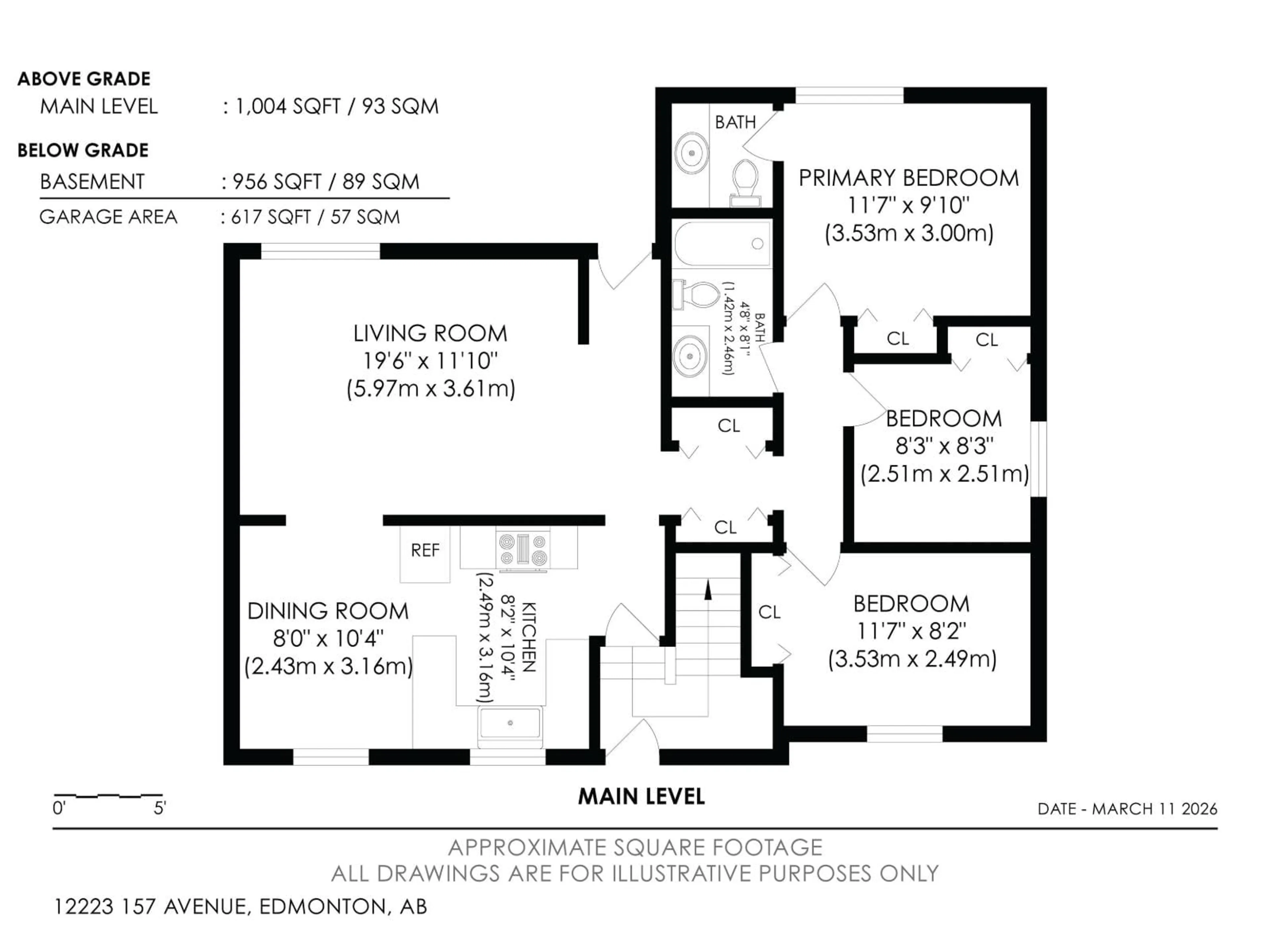 Floor plan for 12223 157 AV, Edmonton Alberta T5X2X7