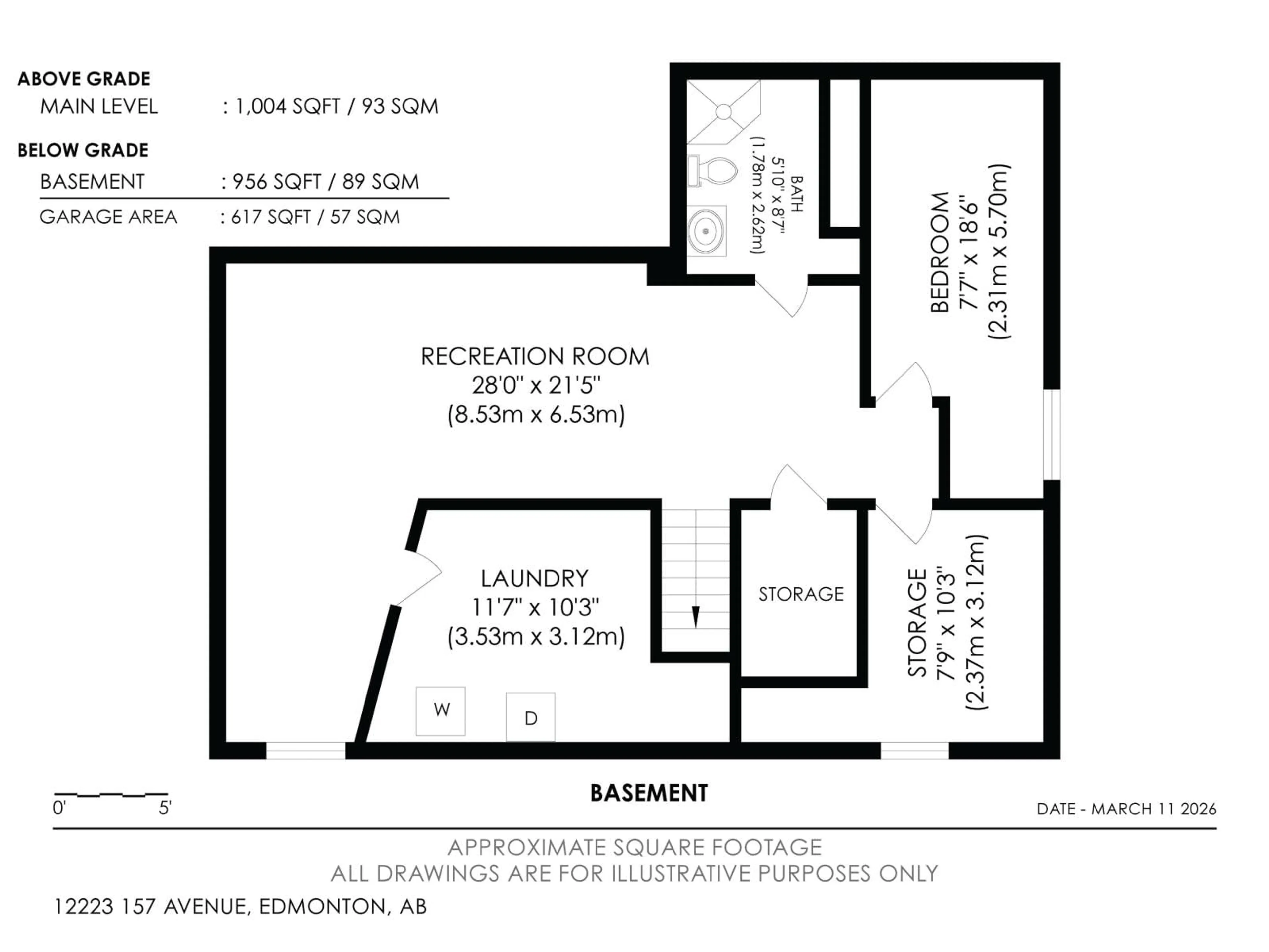 Floor plan for 12223 157 AV, Edmonton Alberta T5X2X7