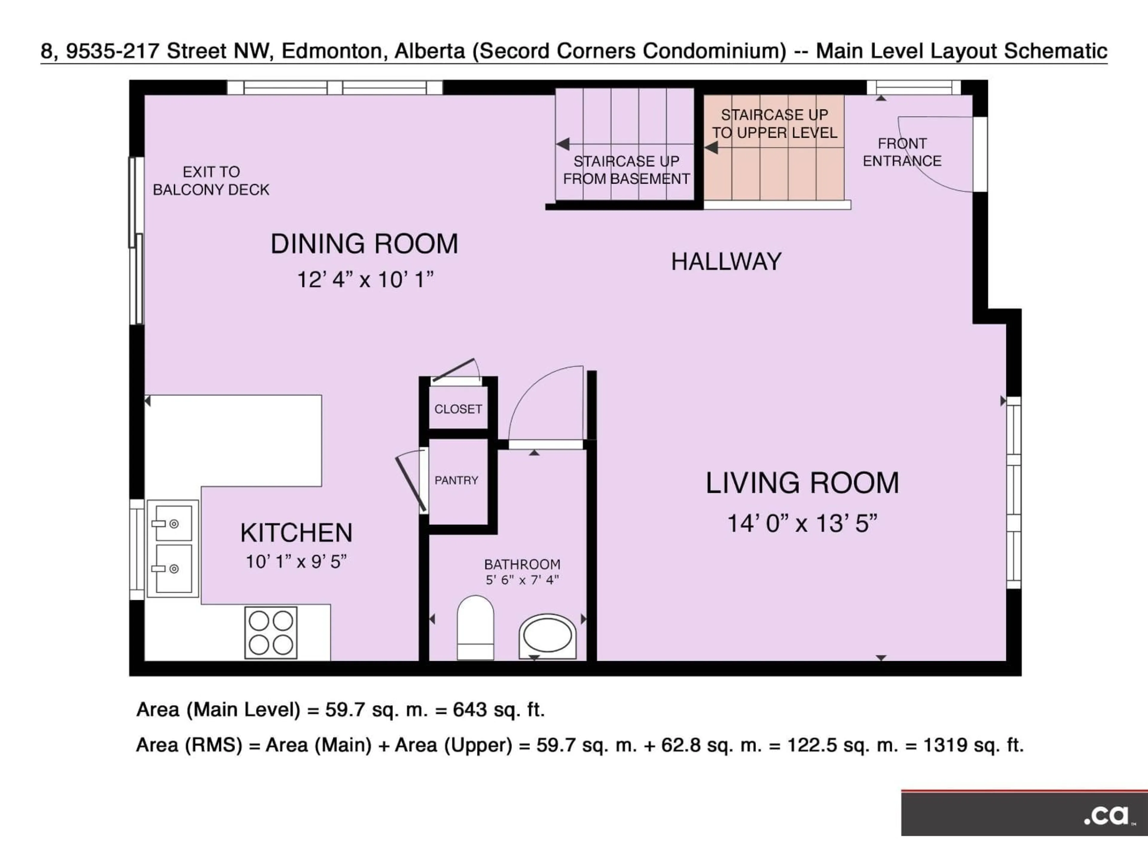 Floor plan for 8 - 9535 217 ST, Edmonton Alberta T5J4P5