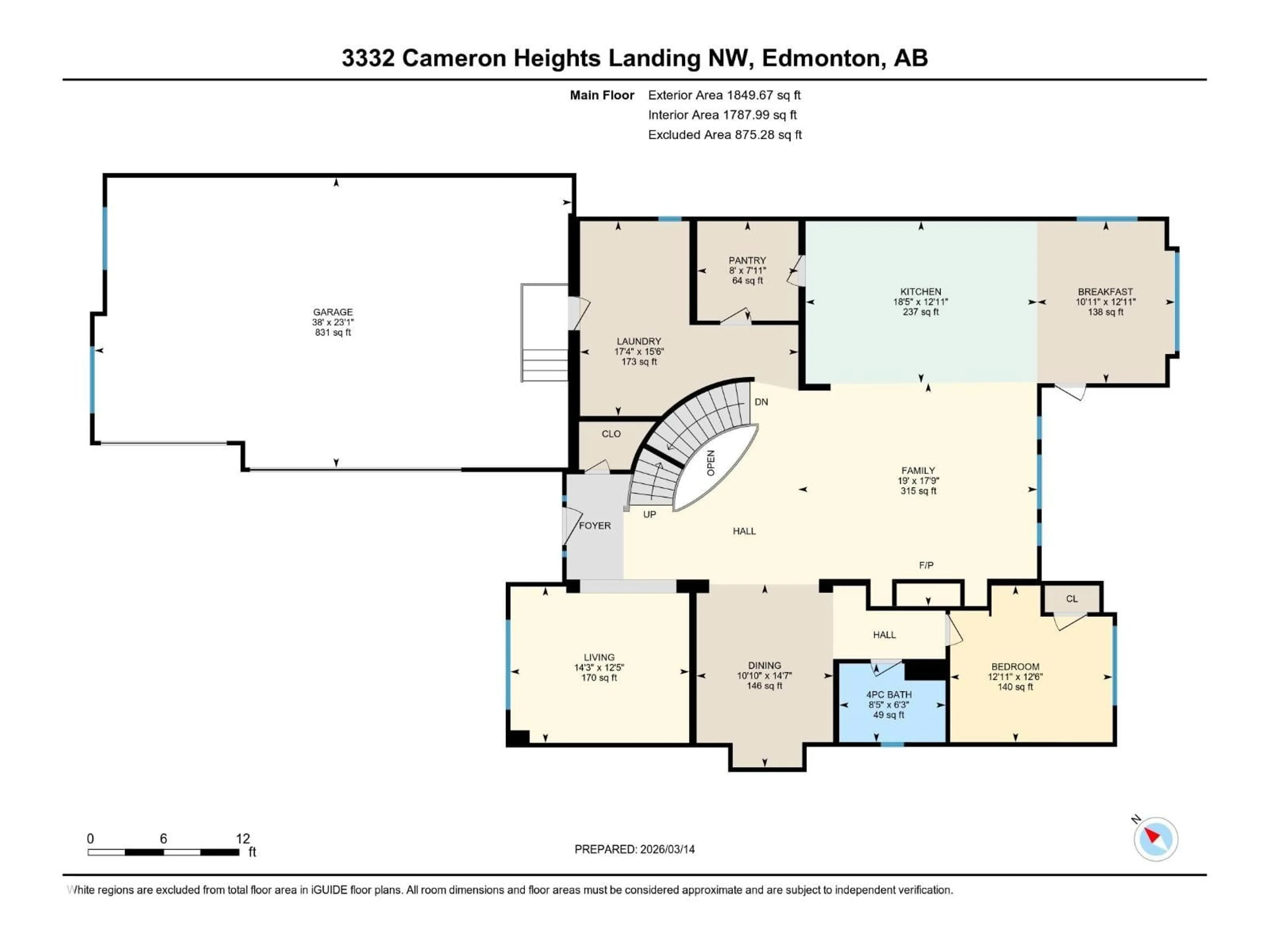 Floor plan for 3332 CAMERON HEIGHTS LANDING LD, Edmonton Alberta T6M0M7