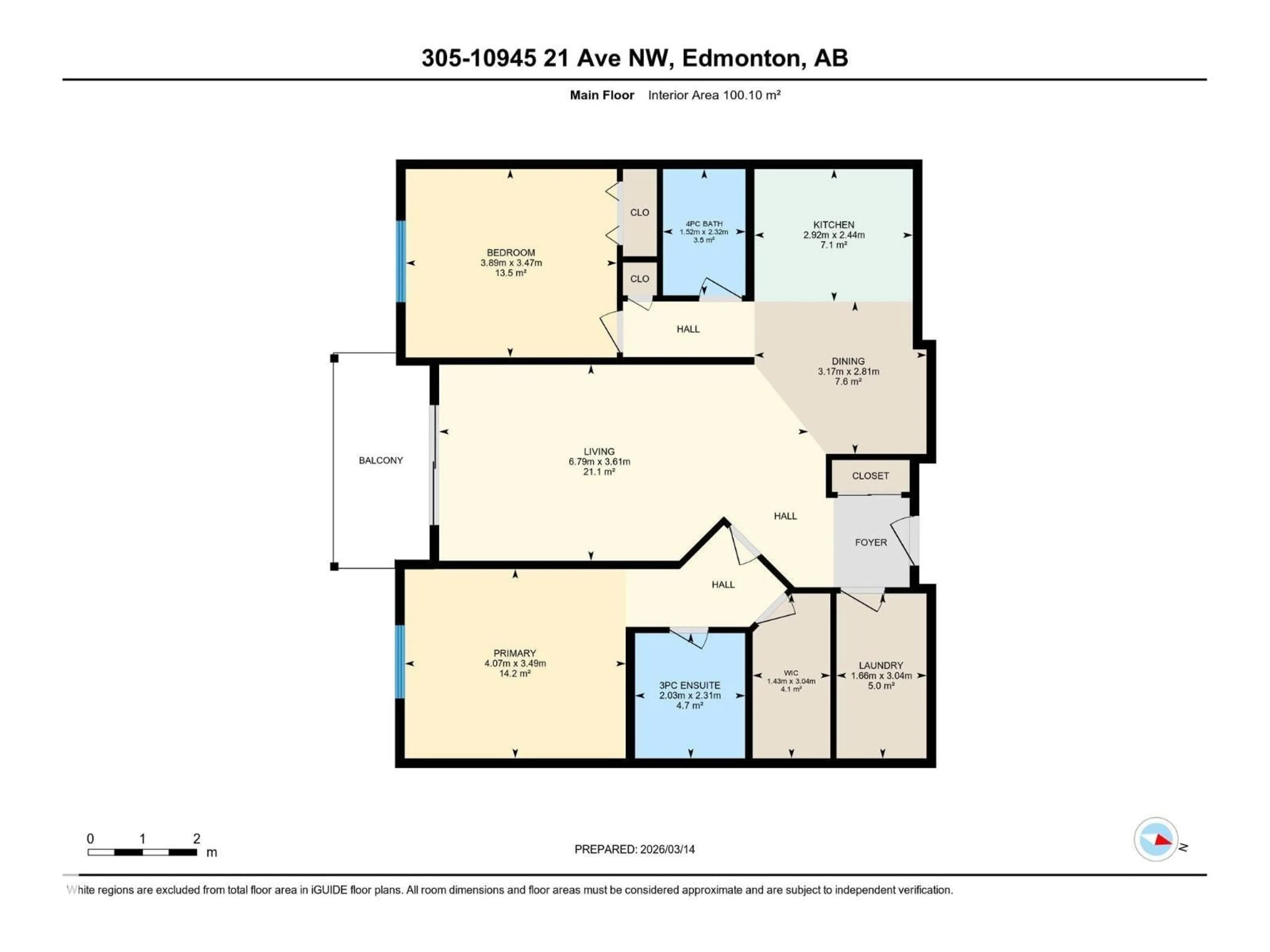 Floor plan for #305 - 10945 21 AV, Edmonton Alberta T6J6R3