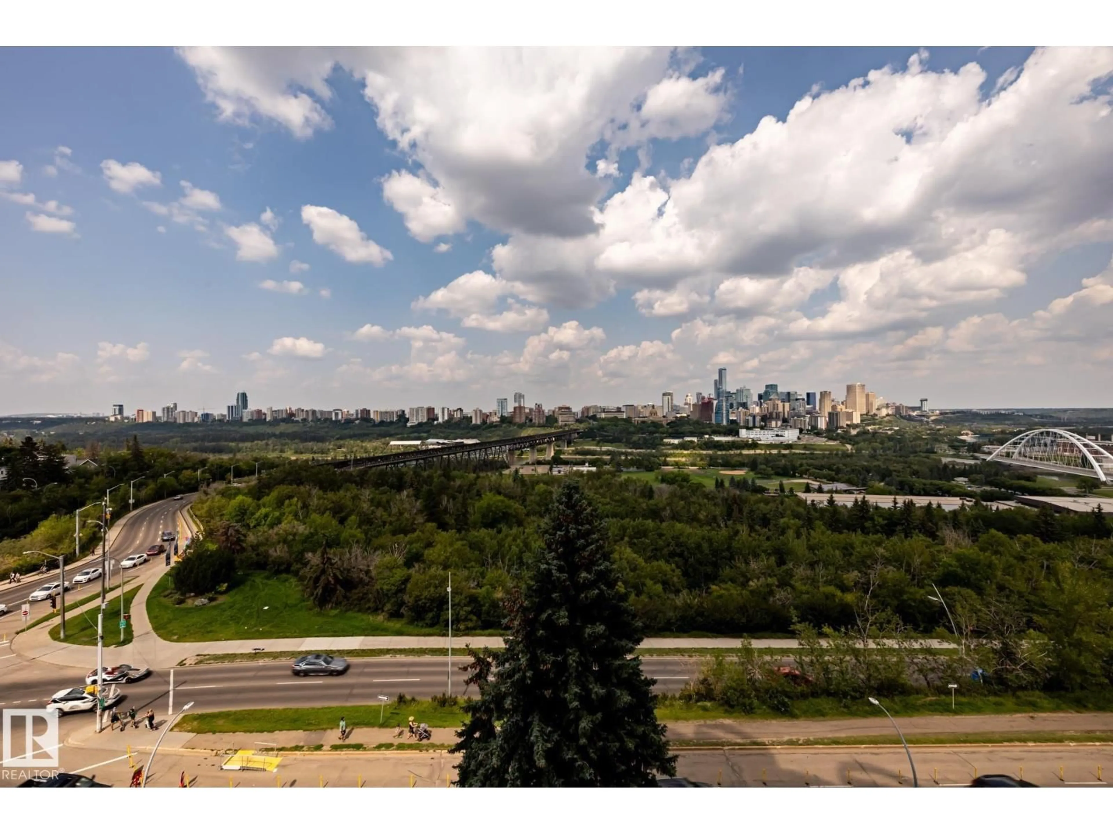 A pic from outside/outdoor area/front of a property/back of a property/a pic from drone, city buildings view from balcony for NW - 911 10883 SASKATCHEWAN DR, Edmonton Alberta T6E4S6