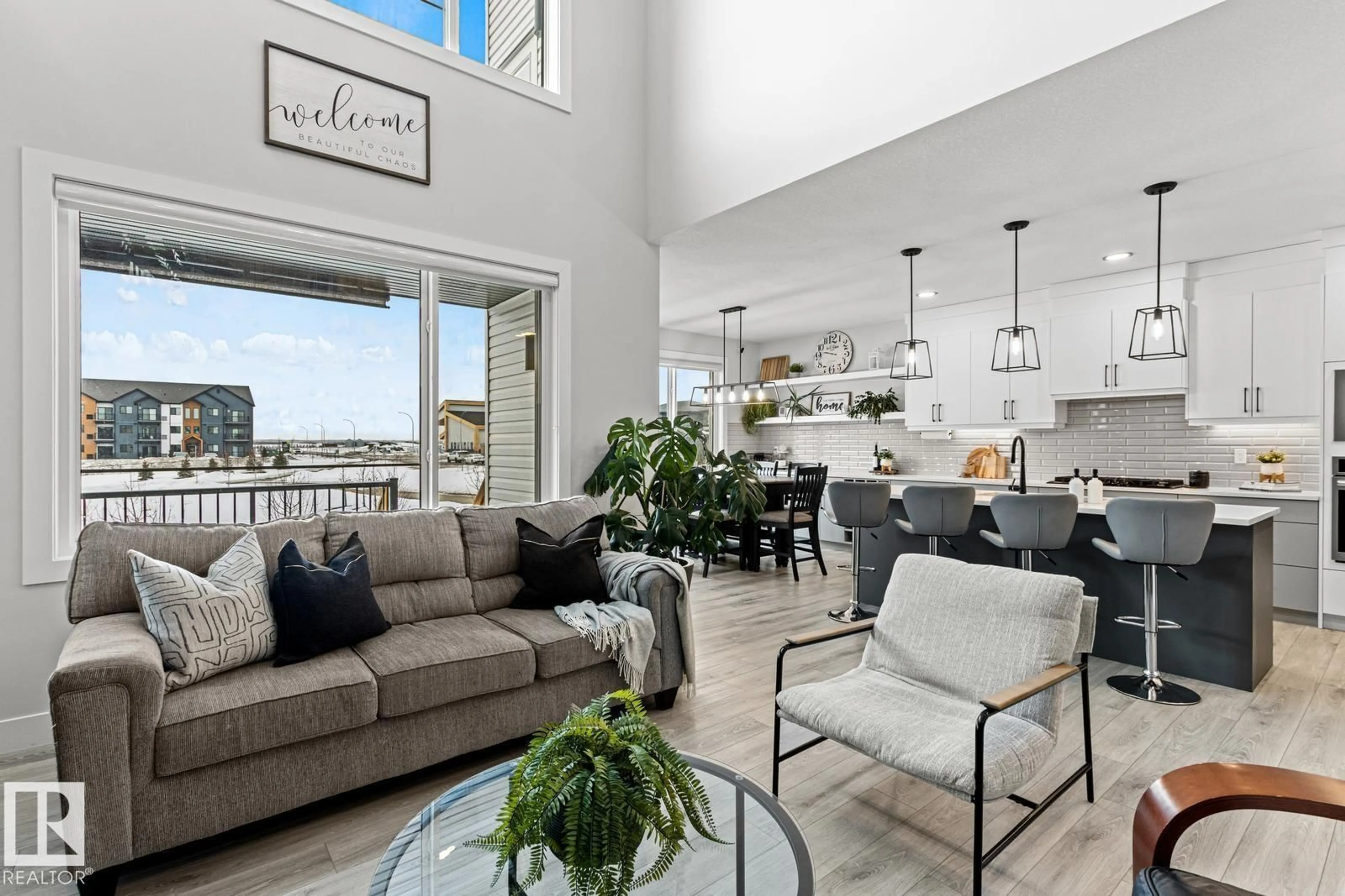 Living room with furniture, unknown for 5 STARLING WY, Fort Saskatchewan Alberta T8L0Y1