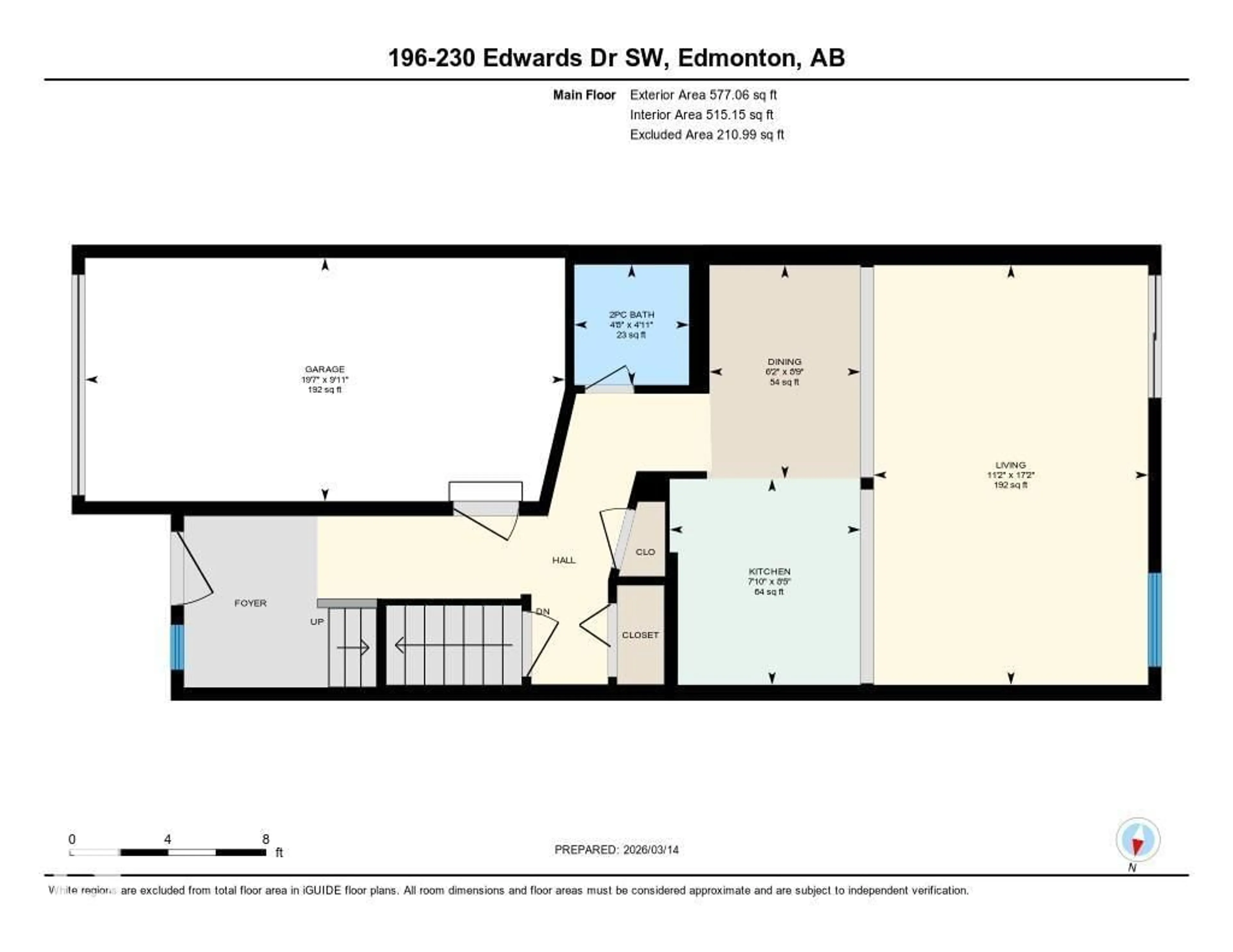 Floor plan for 230 - 196 EDWARDS DR, Edmonton Alberta T6X1G7