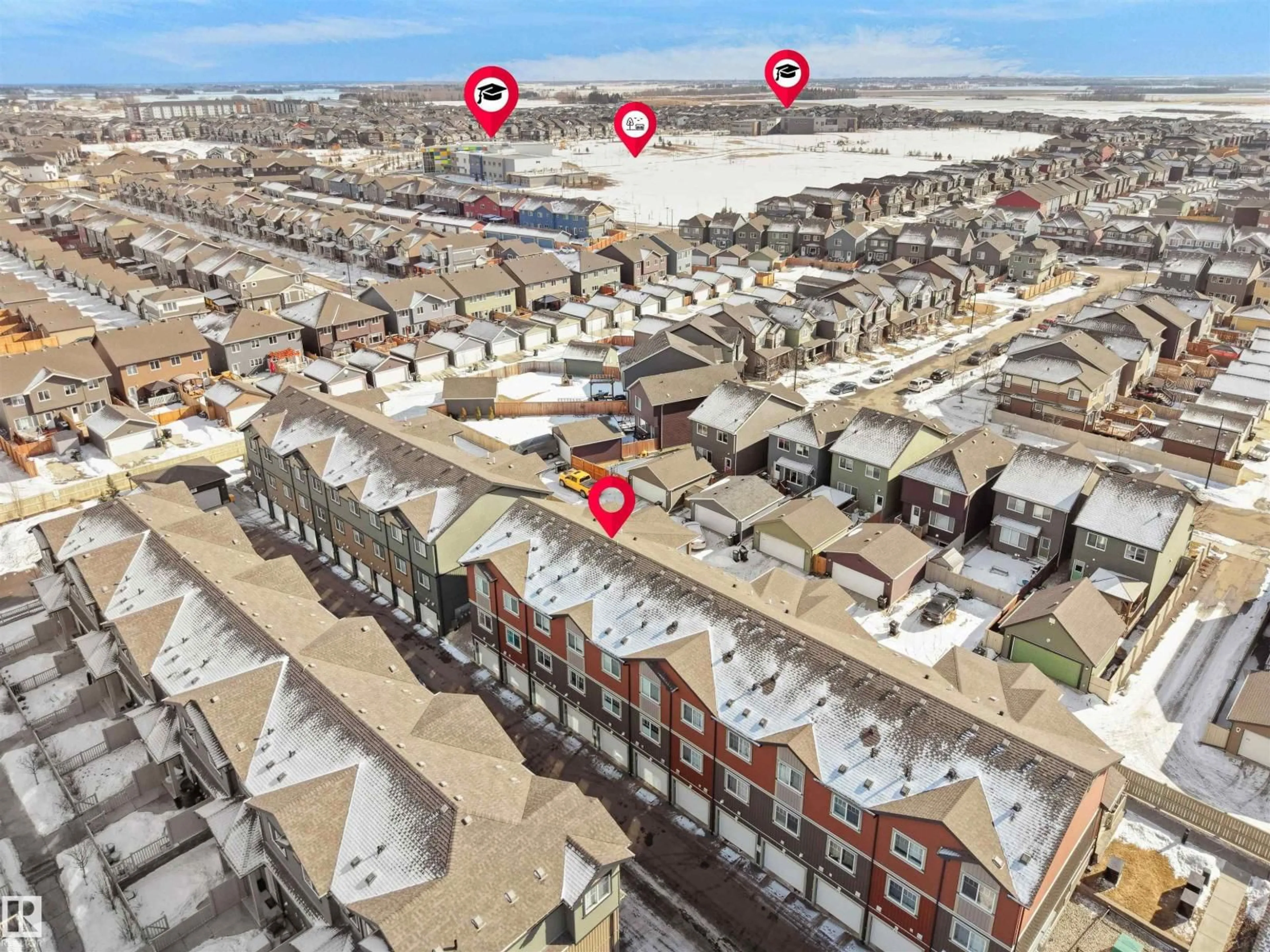 A pic from outside/outdoor area/front of a property/back of a property/a pic from drone, street for #44 - 3305 ORCHARDS LI, Edmonton Alberta T6H2H1