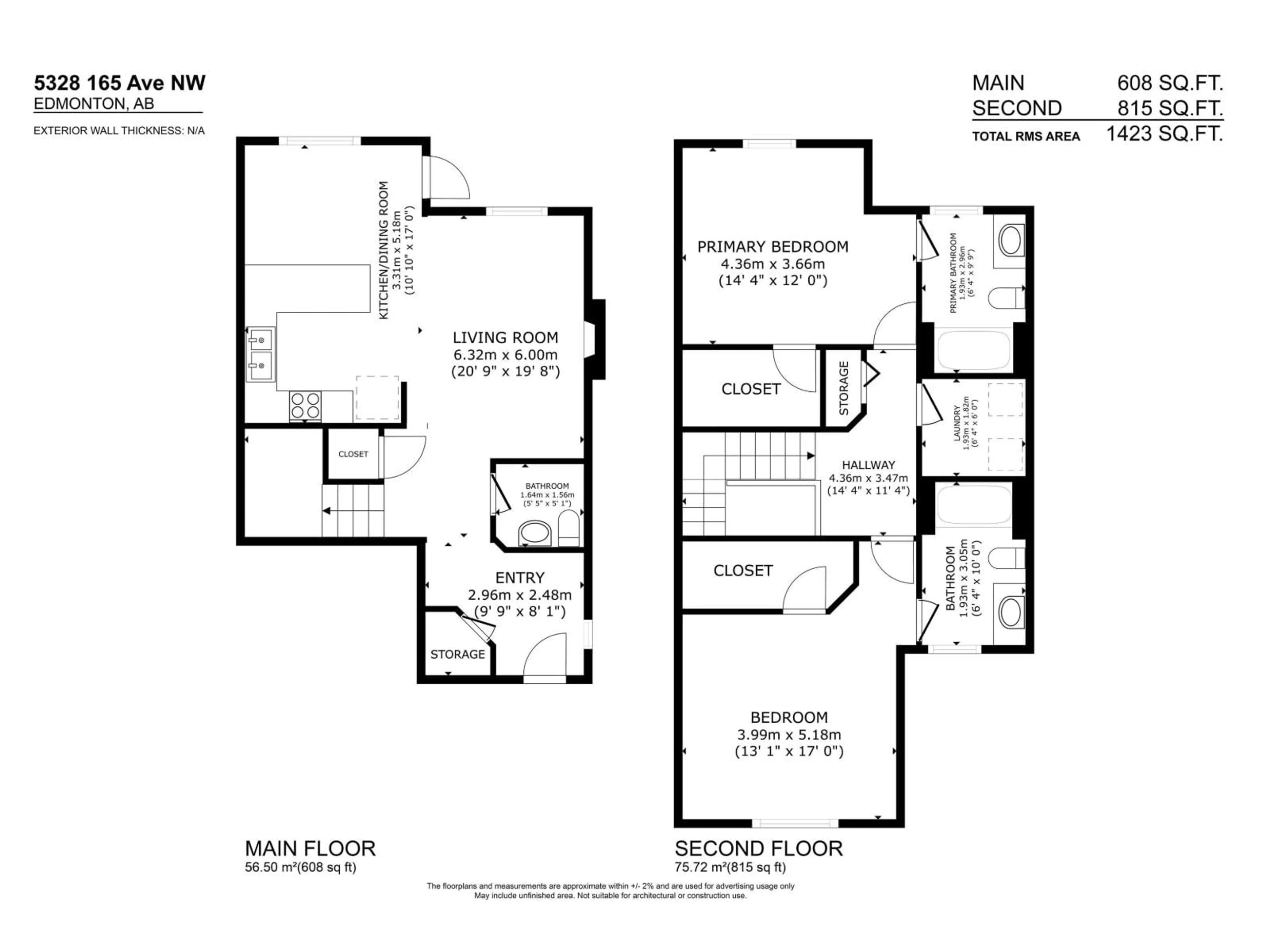Floor plan for 5328 165 AV, Edmonton Alberta T5Y0H3