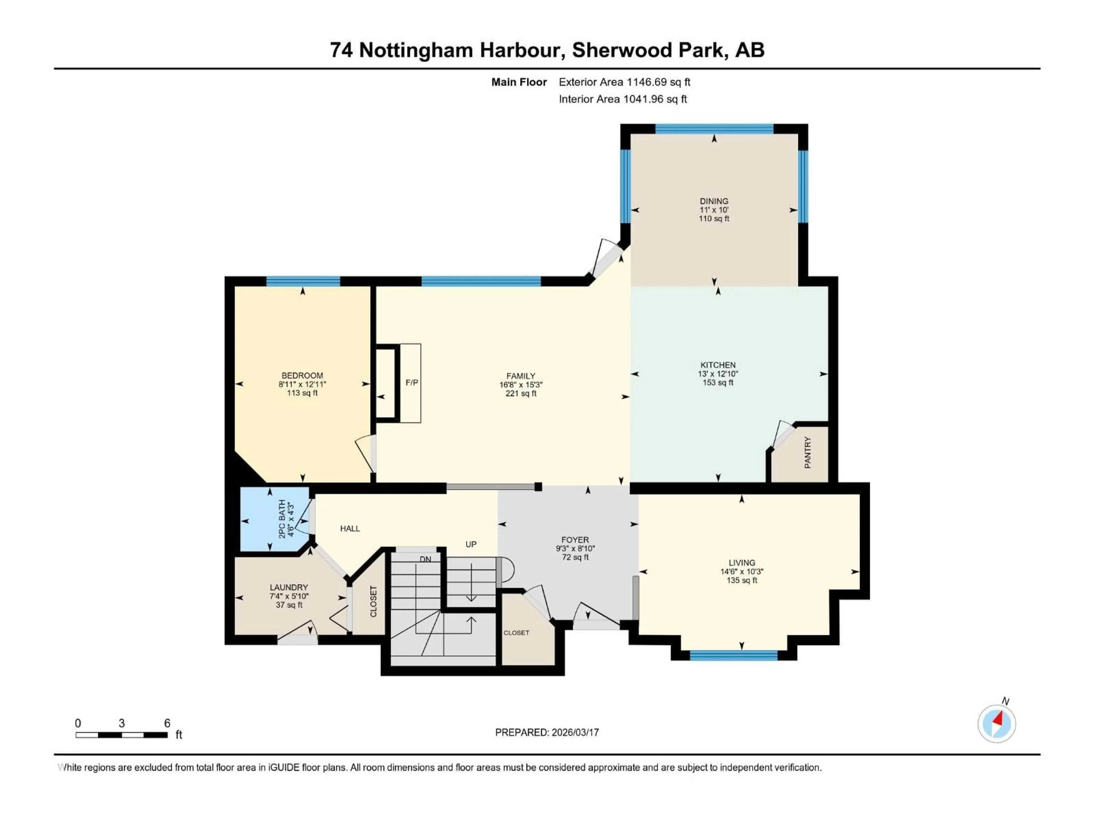 Floor plan for HB - 74 NOTTINGHAM, Sherwood Park Alberta T8A6E1