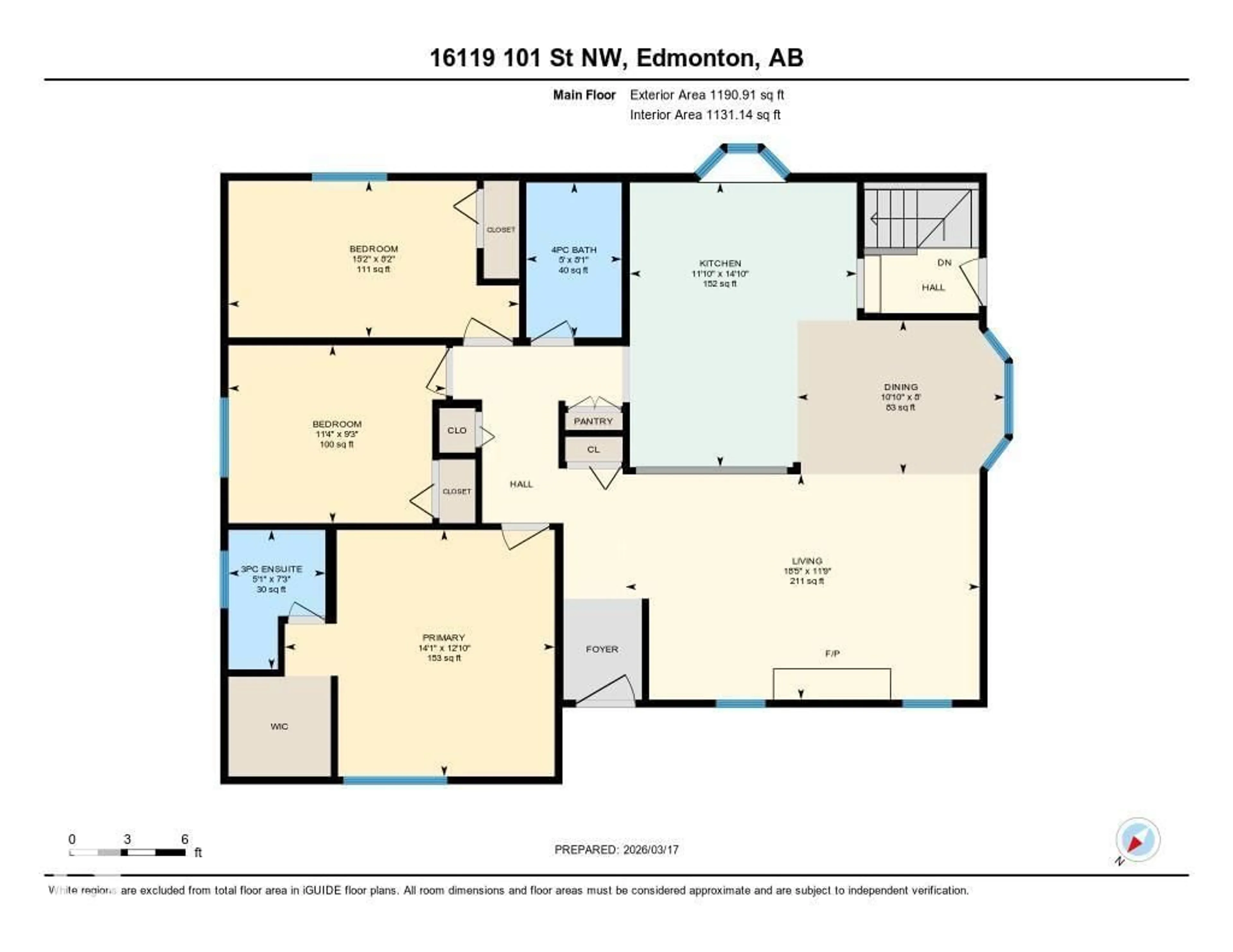Floor plan for 16119 101 ST, Edmonton Alberta T5X5A3