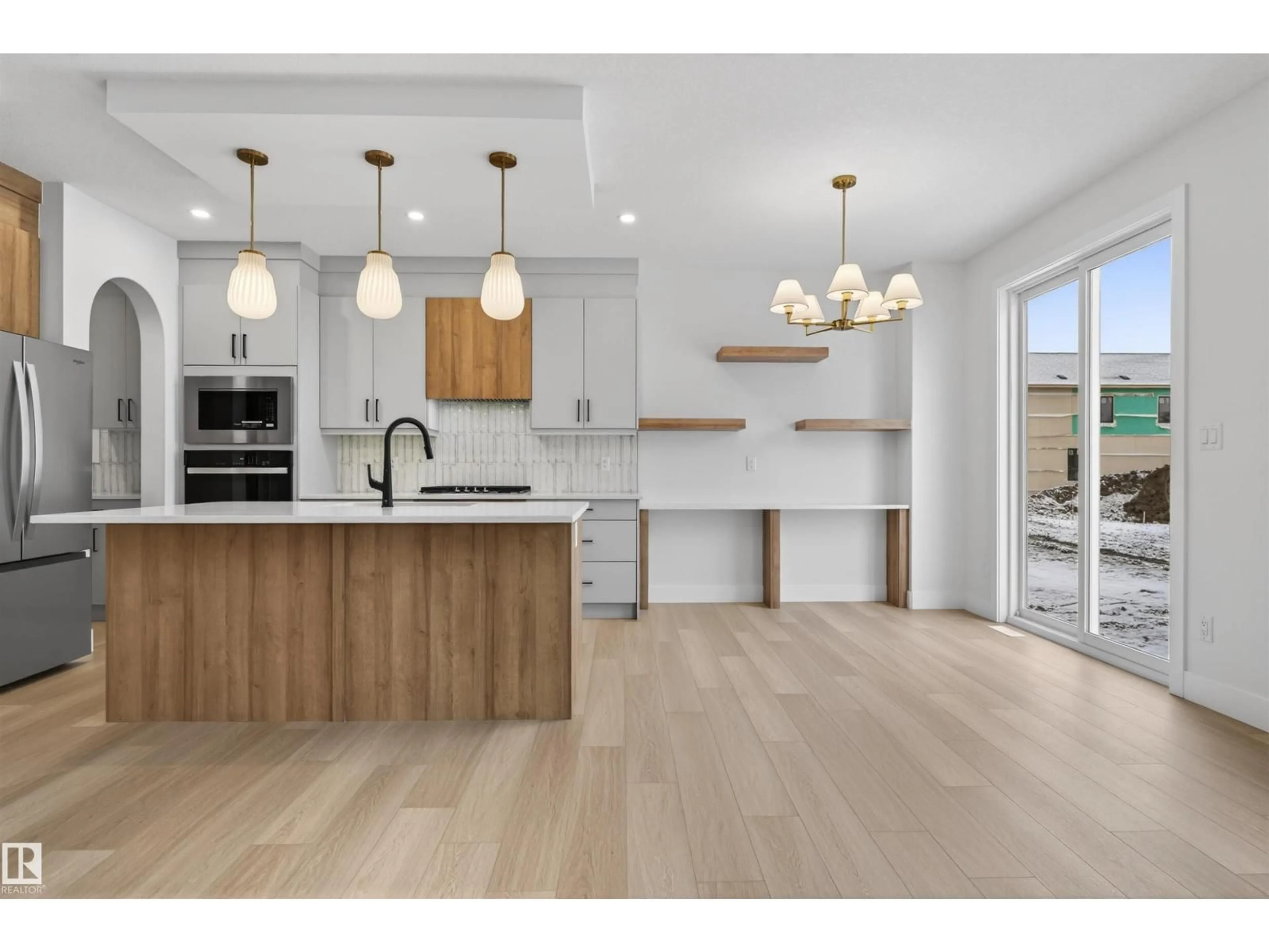 Open concept kitchen, wood/laminate floor for 11 REDBUD WY, St. Albert Alberta T8N8E7