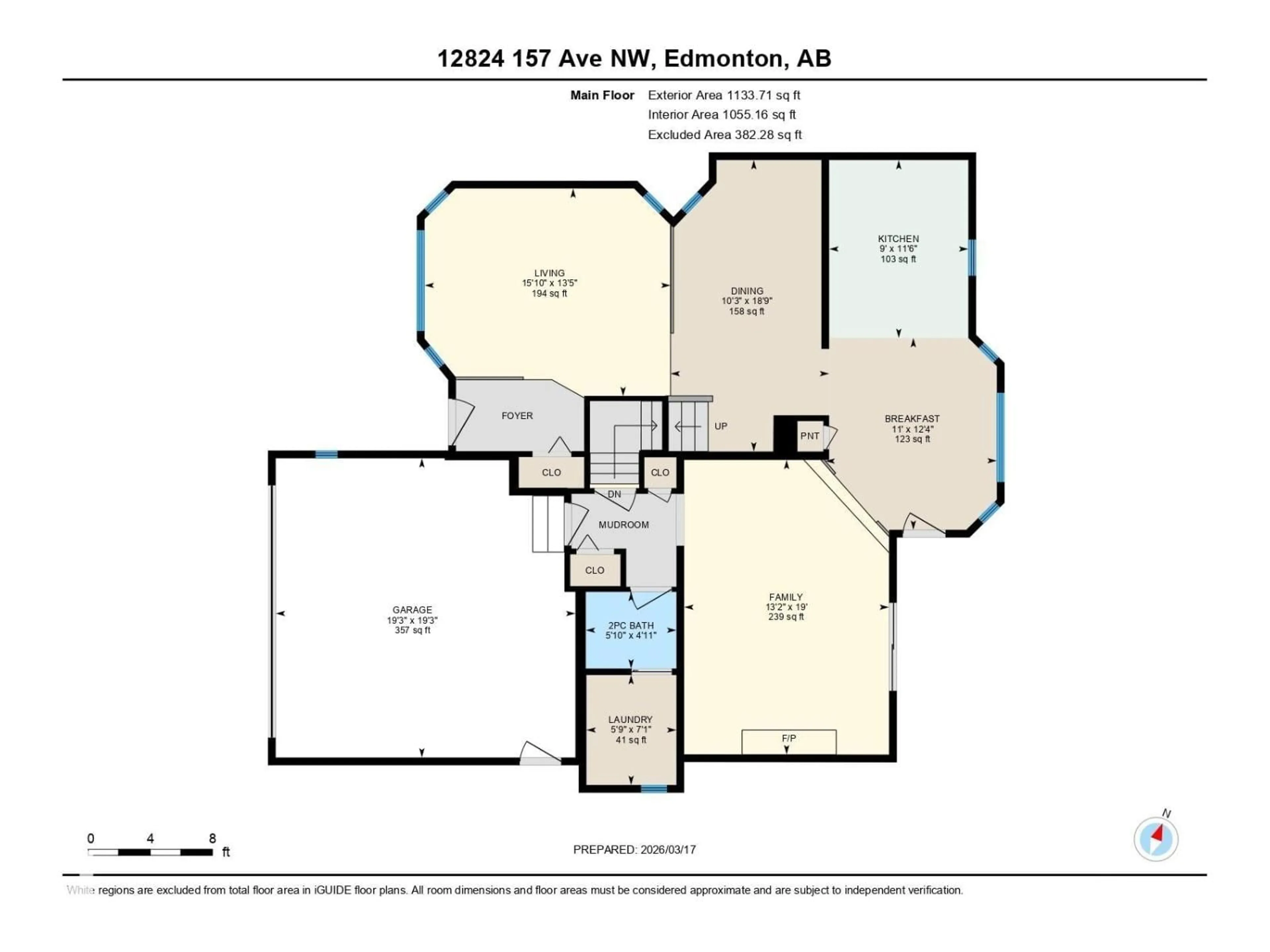 Floor plan for 12824 157 AV, Edmonton Alberta T6V1A7