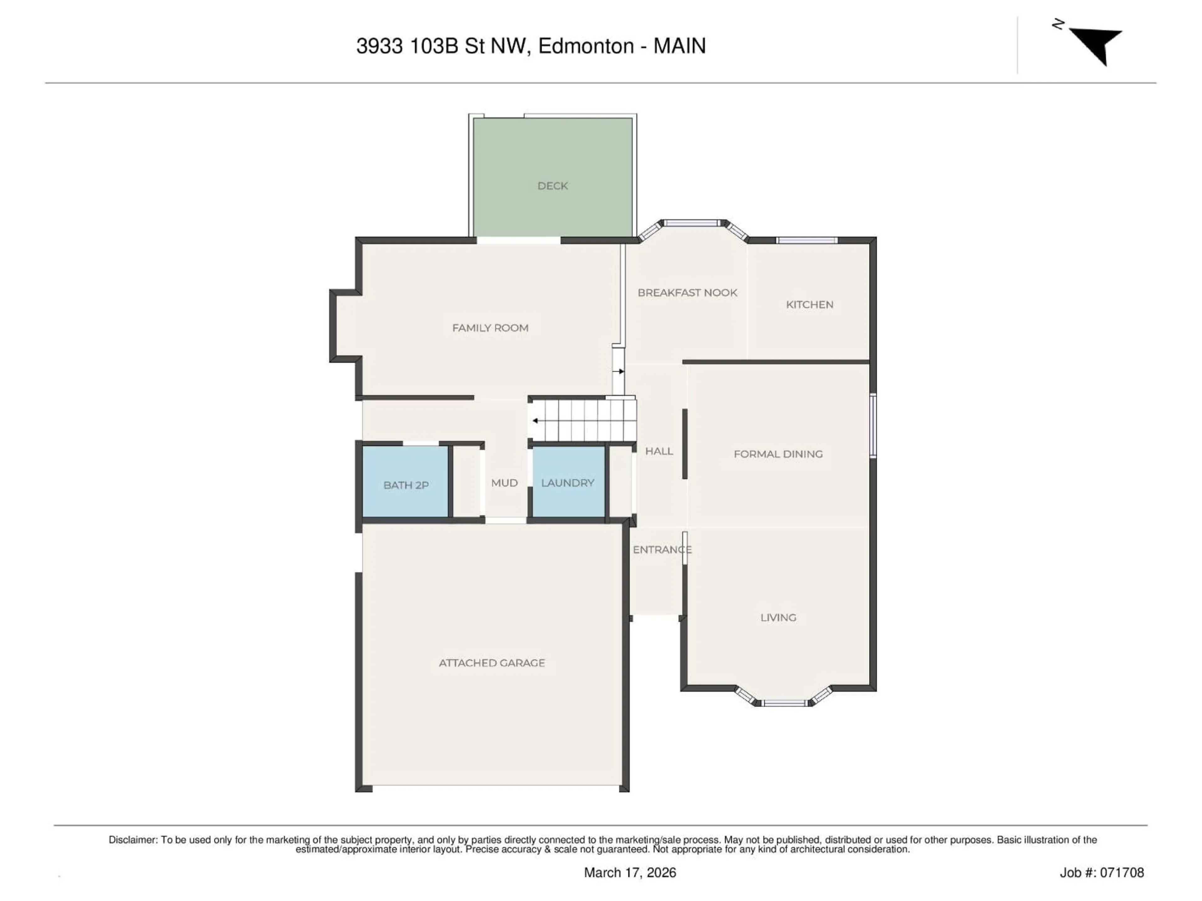 Floor plan for NW - 3933 103B ST, Edmonton Alberta T6J2X8