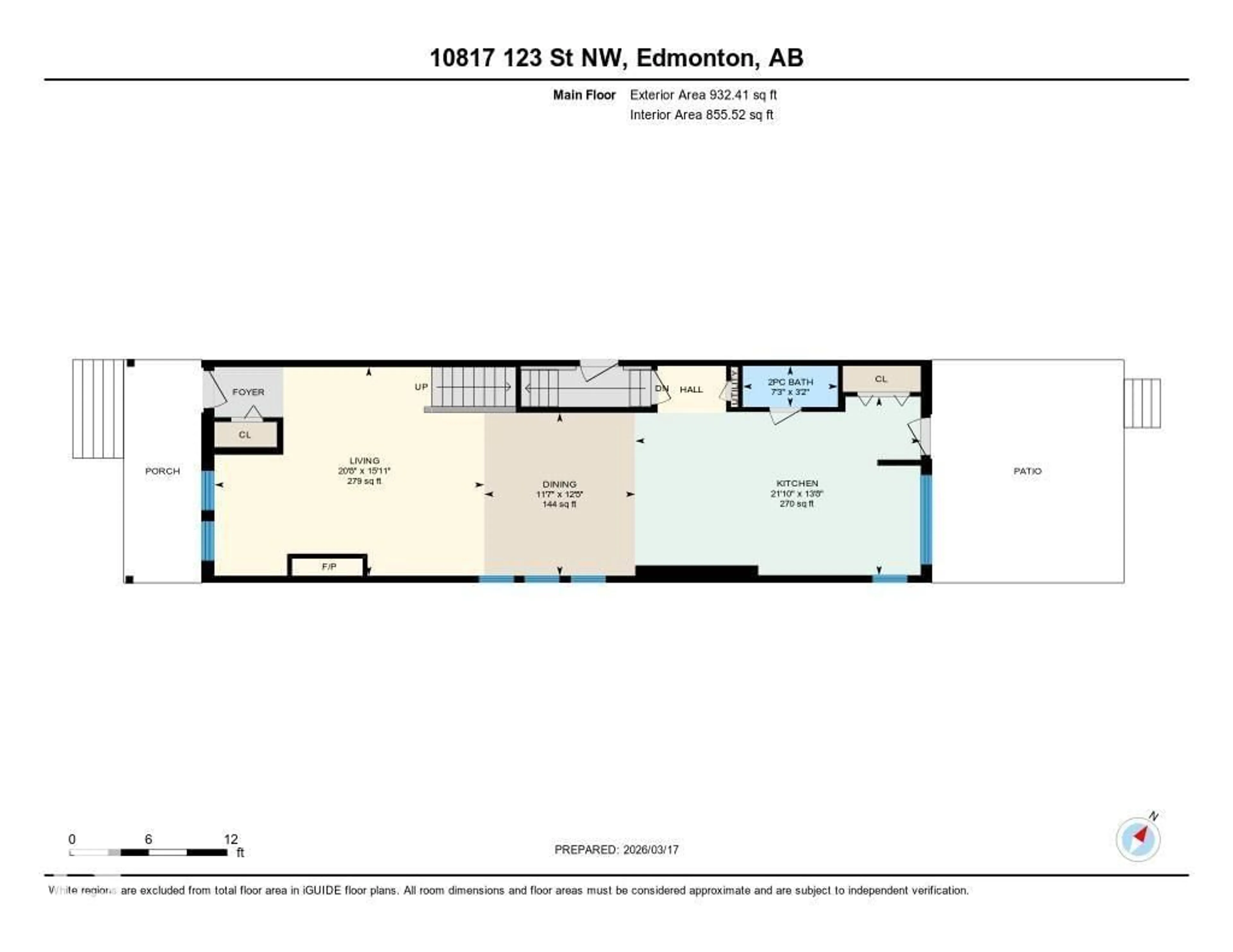 Floor plan for 10817 123 ST, Edmonton Alberta T5M0C7
