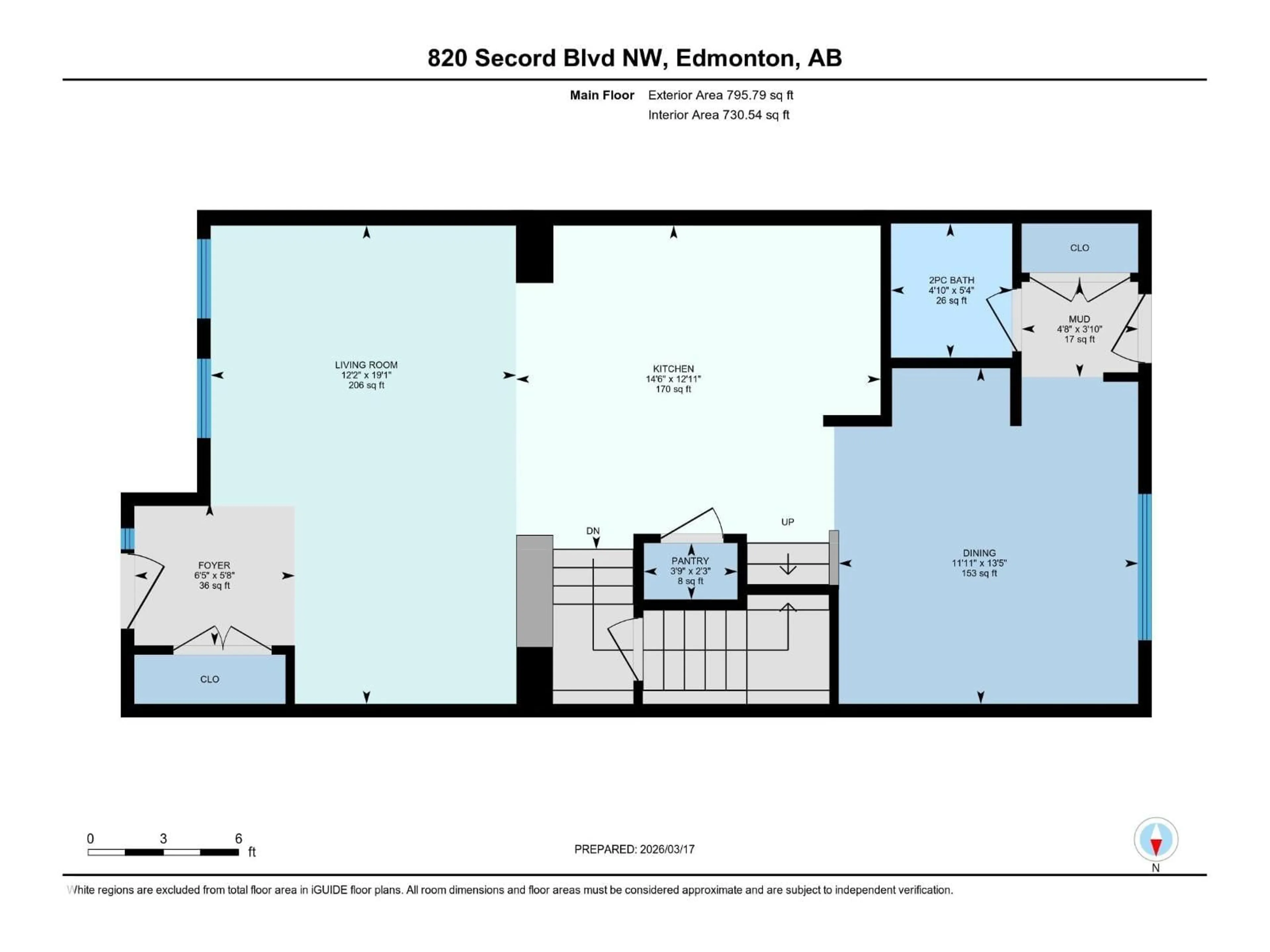Floor plan for 820 SECORD BV, Edmonton Alberta T5T7K2