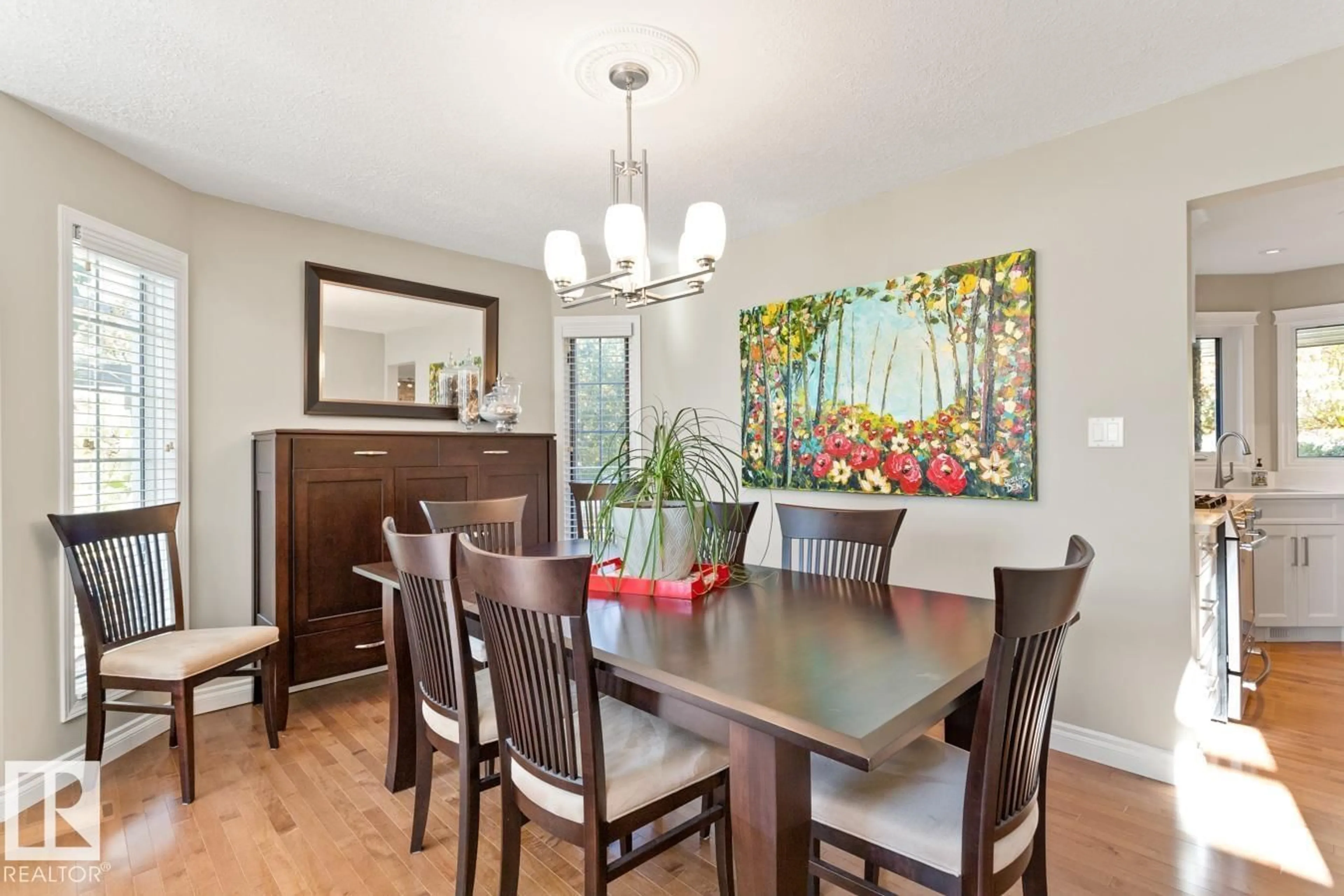 Dining room, wood/laminate floor for 17 HIGHCLIFF PT, Sherwood Park Alberta T8A5L6