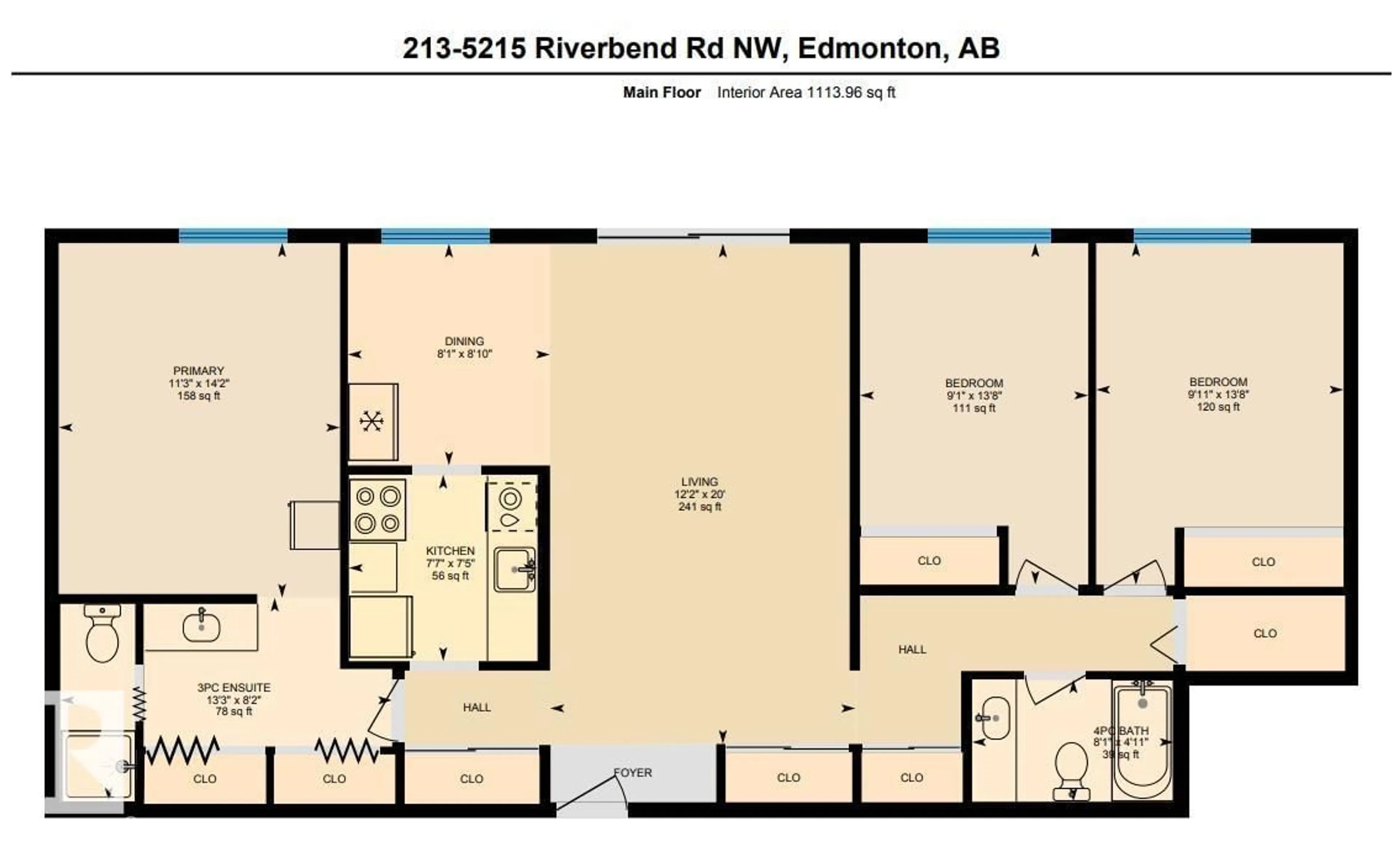 Floor plan for #213 - 5125 RIVERBEND RD, Edmonton Alberta T6H5K5