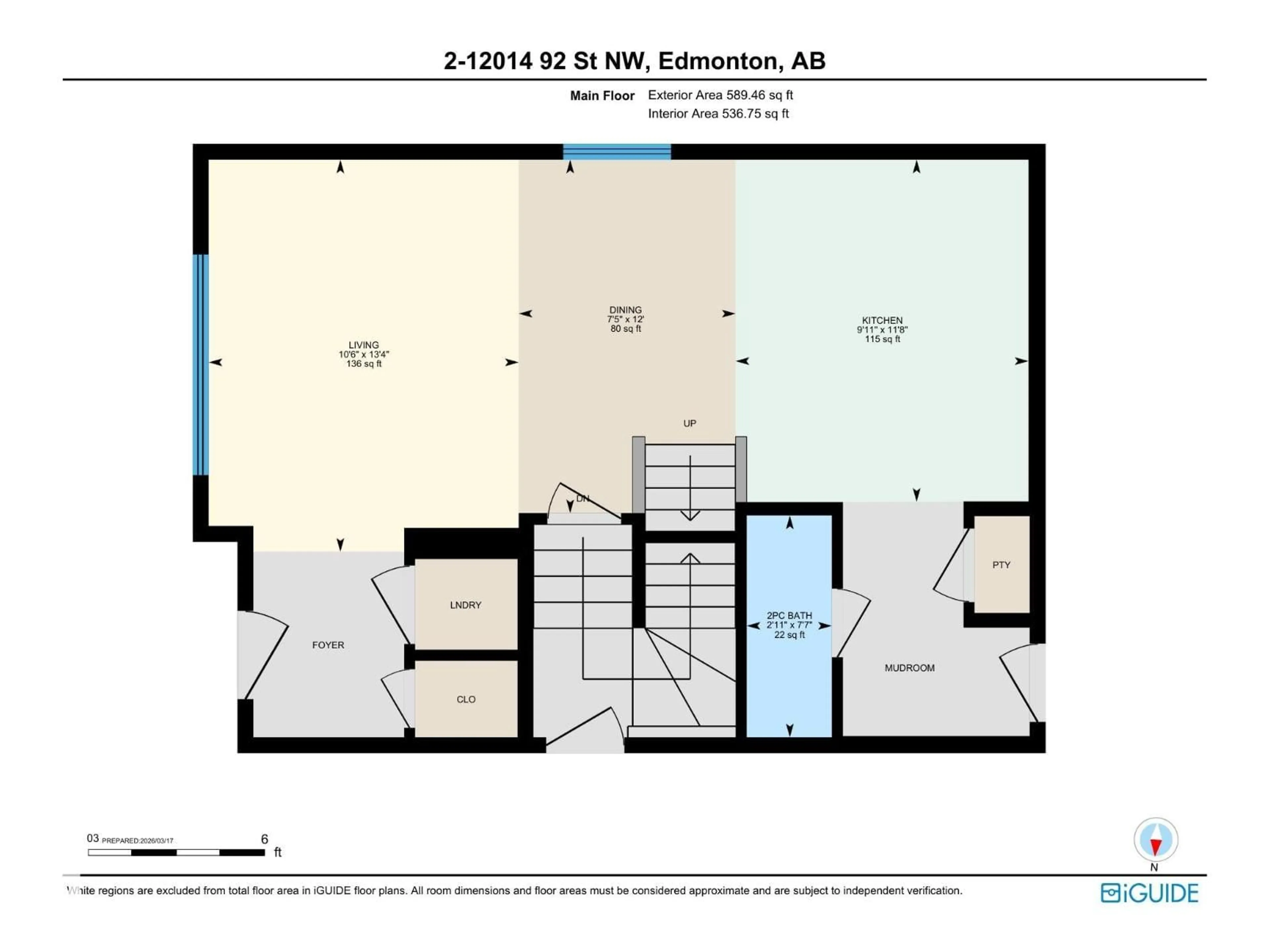 Floor plan for #2 - 12014 92 ST, Edmonton Alberta T5G1A9