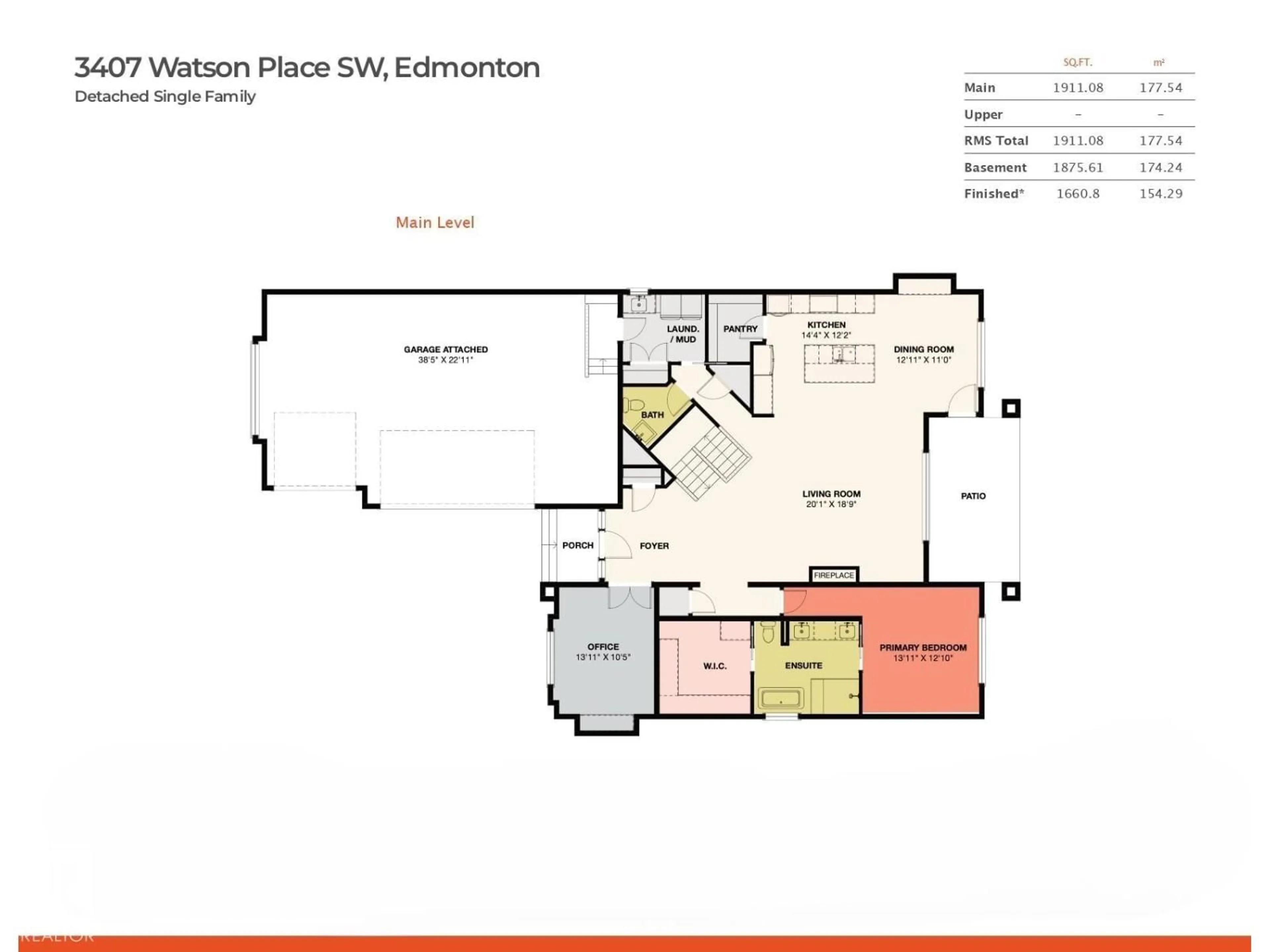 Floor plan for 3407 WATSON PL, Edmonton Alberta T6W0P3