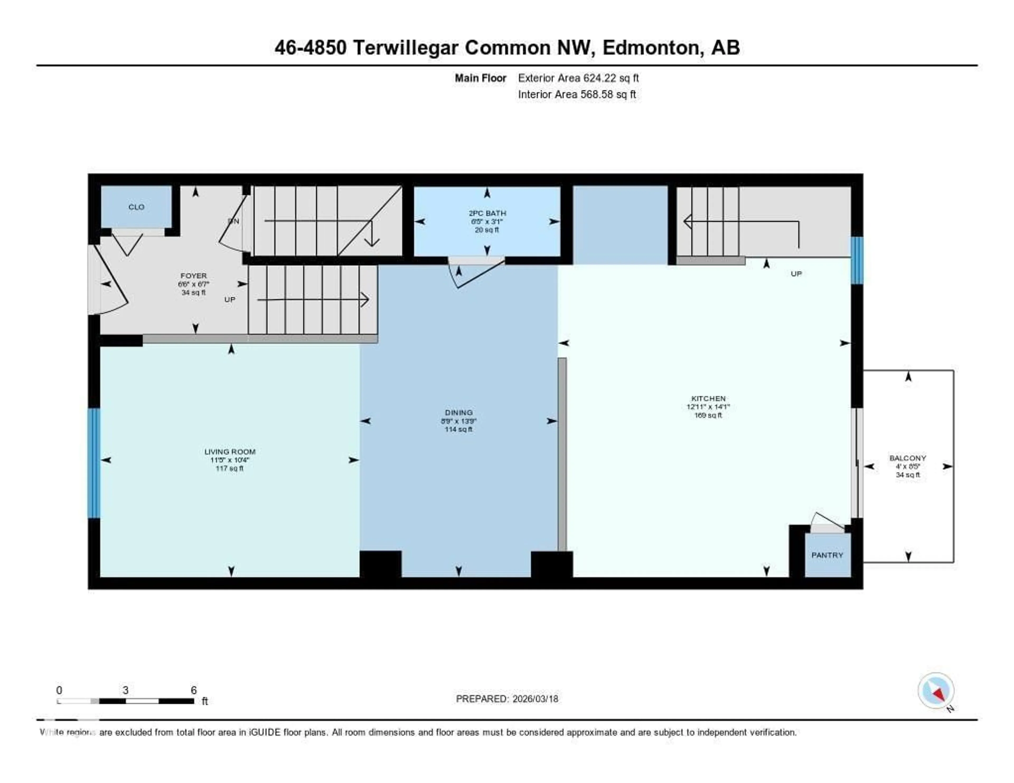 Floor plan for 46 - 4850 TERWILLEGAR COMMON NW, Edmonton Alberta T6R0T6
