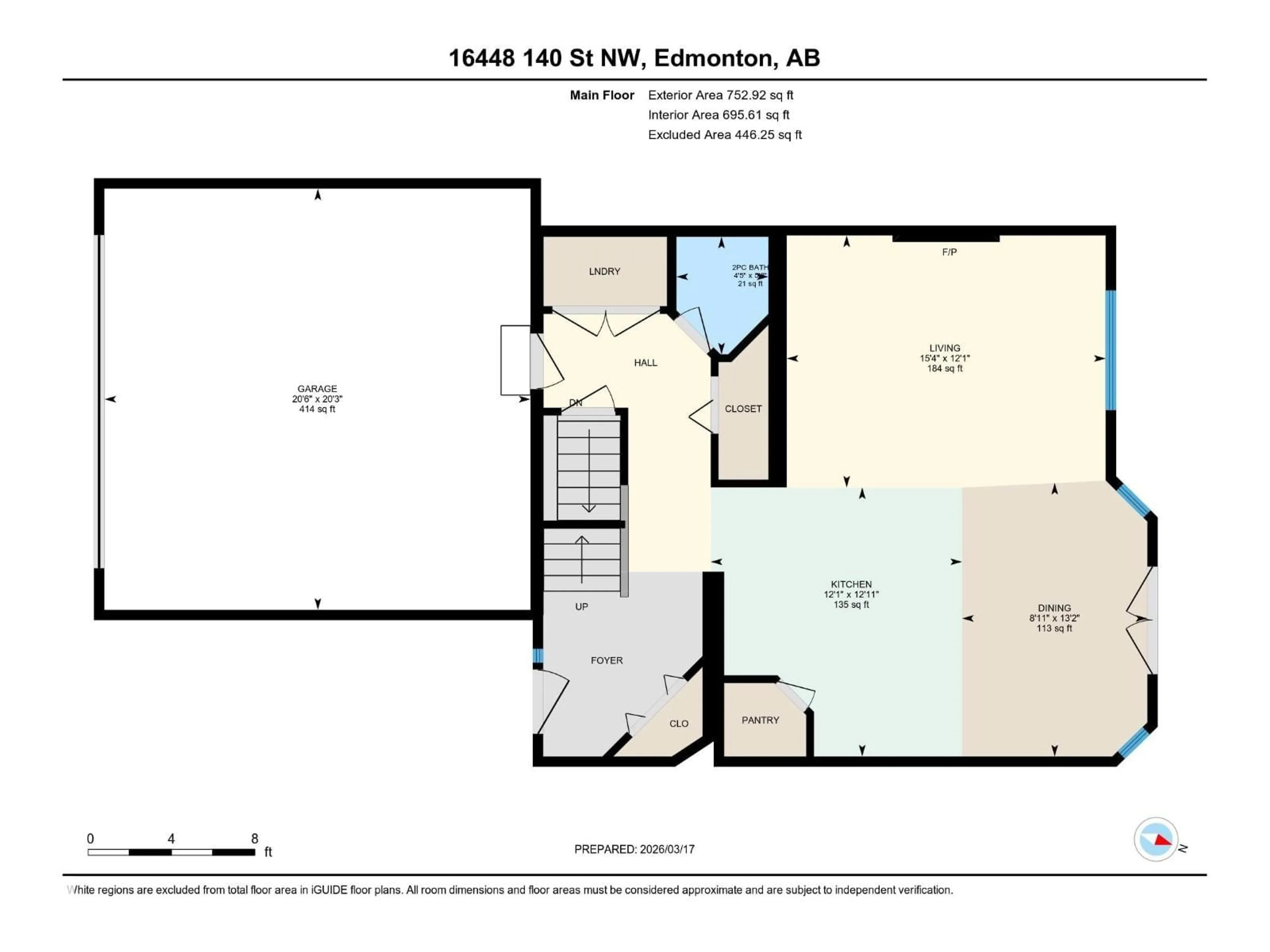 Floor plan for NW - 16448 140 ST, Edmonton Alberta T6V0K7