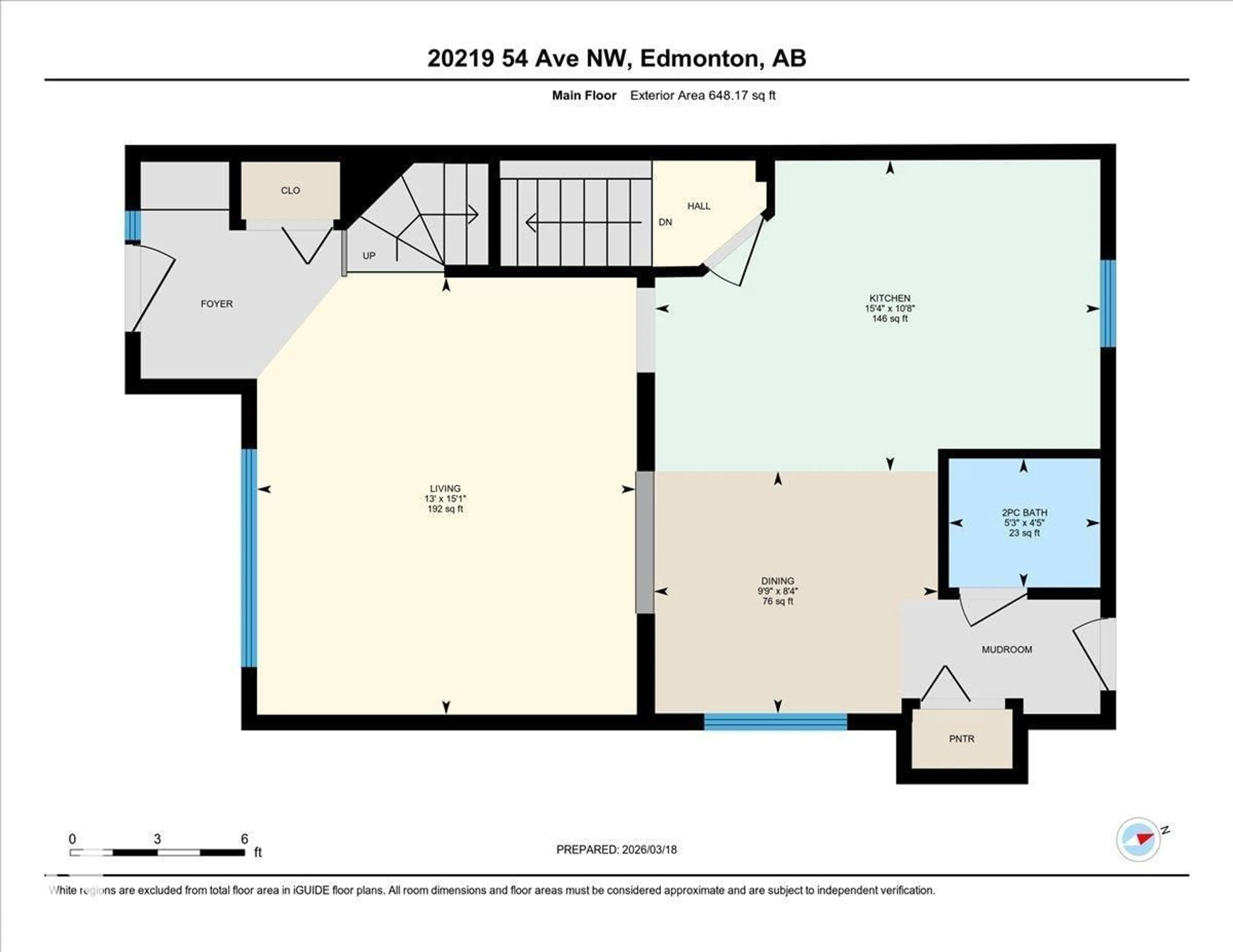 Floor plan for 20219 54 AV, Edmonton Alberta T6M2W6