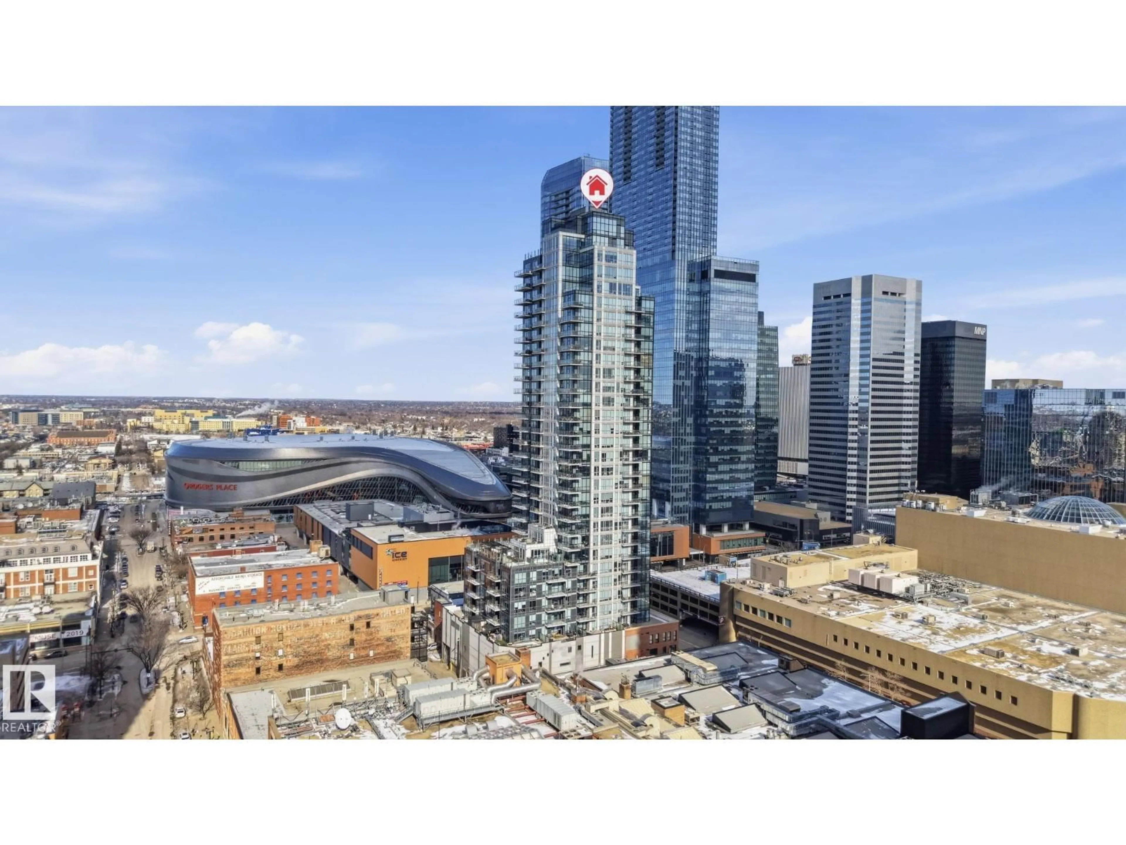 A pic from outside/outdoor area/front of a property/back of a property/a pic from drone, city buildings view from balcony for 10238 - 1307 103 ST, Edmonton Alberta T5J0G6